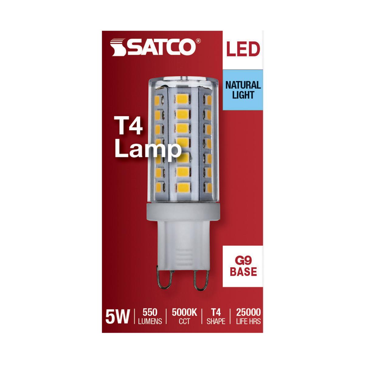 T4 Mini LED Bulb, 5 Watts, 550 Lumens, 5000K, G9 Base, Clear Finish, 120V