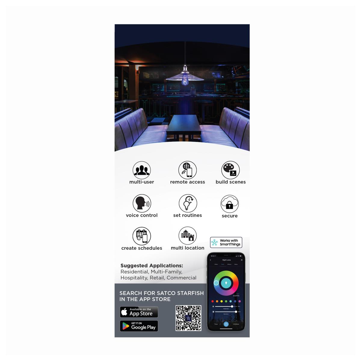 Starfish ST19 Wi-Fi Smart LED Bulb, 6W, 450lm, RGB & Tunable White