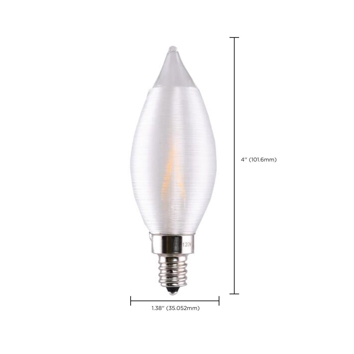 CA11 Filament LED Bulb, 4W, 200lm, 2700K, 40W Equal, E12 Candelabra Base, Satin Spun Clear