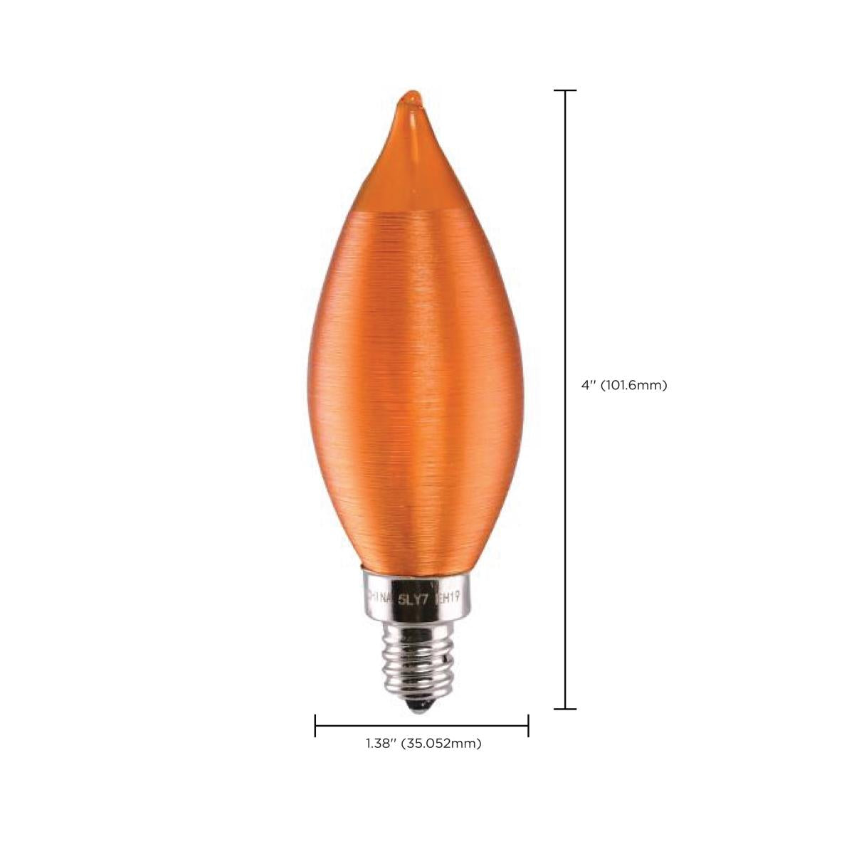 CA11 Filament LED Bulb, 4W, 200lm, 2100K, 40W Equal, E12 Candelabra Base, Satin Spun Amber