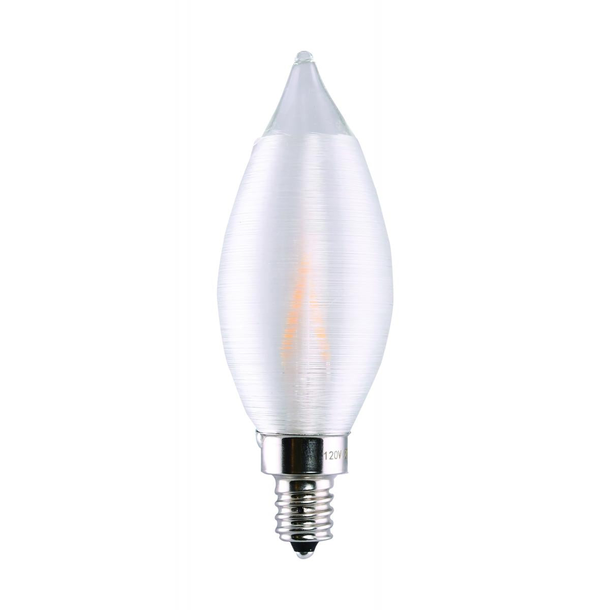 CA11 Filament LED Bulb, 2W, 150lm, 2700K, 20W Equal, E12 Candelabra Base, Satin Spun Clear, Carded