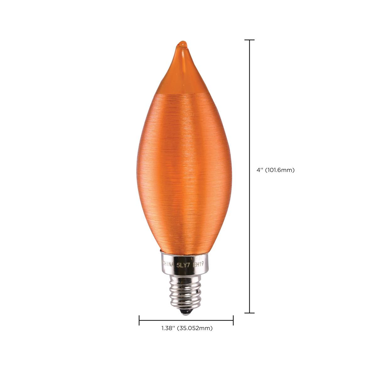 CA11 Filament LED Bulb, 4W, 200lm, 2100K, 40W Equal, E12 Candelabra Base, Satin Spun Amber, Carded