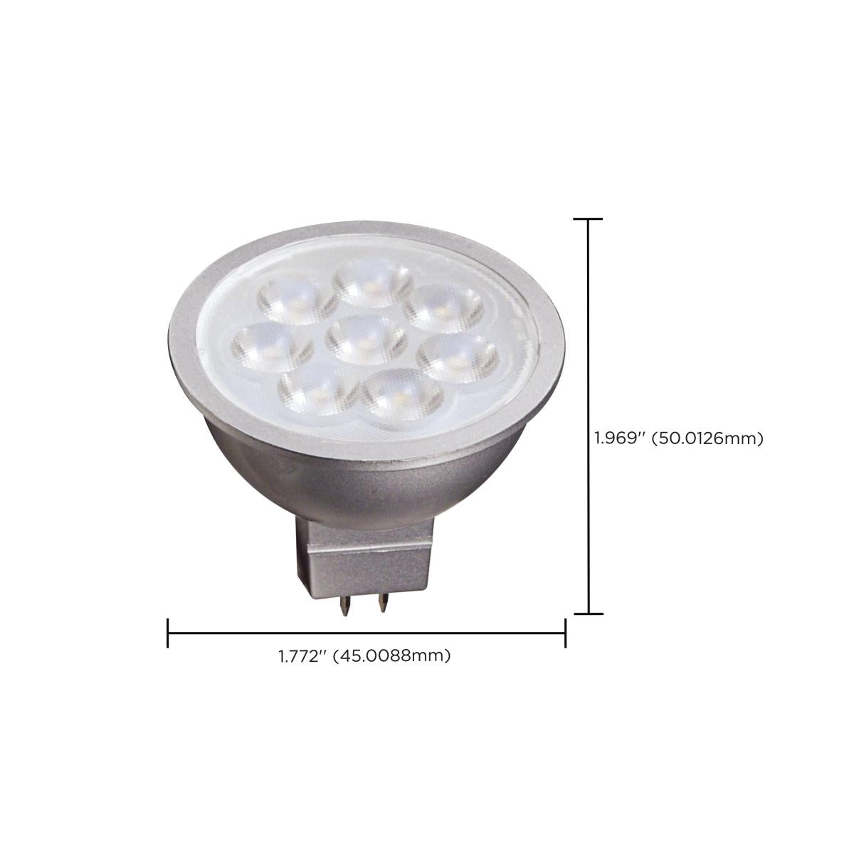 MR16 LED Bulb, 7 Watts, 450 Lumens, 2700K, 50W Equal, GU5.3 Base, 25° Spot, 12V