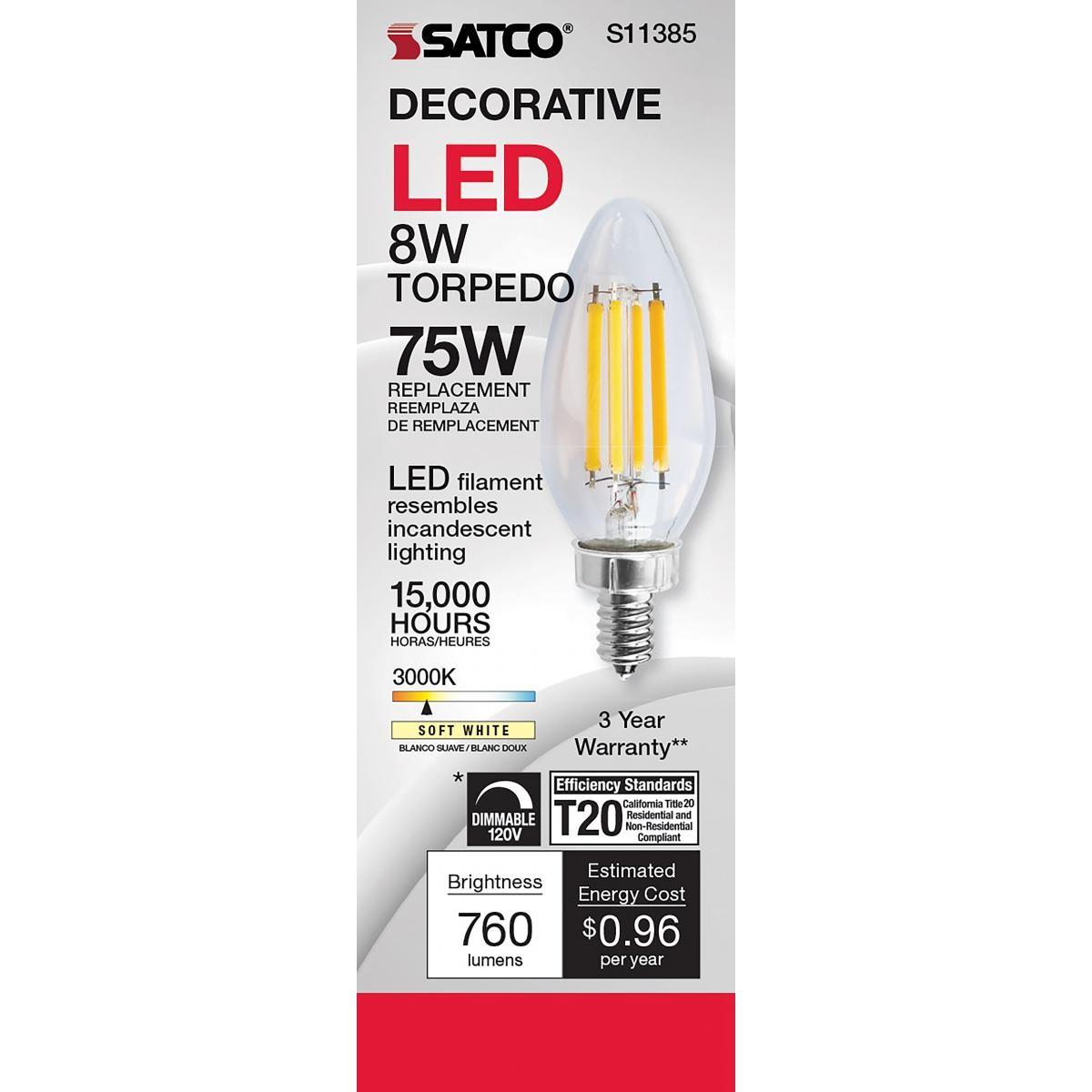 Satco S11385 Light Bulb, Clear