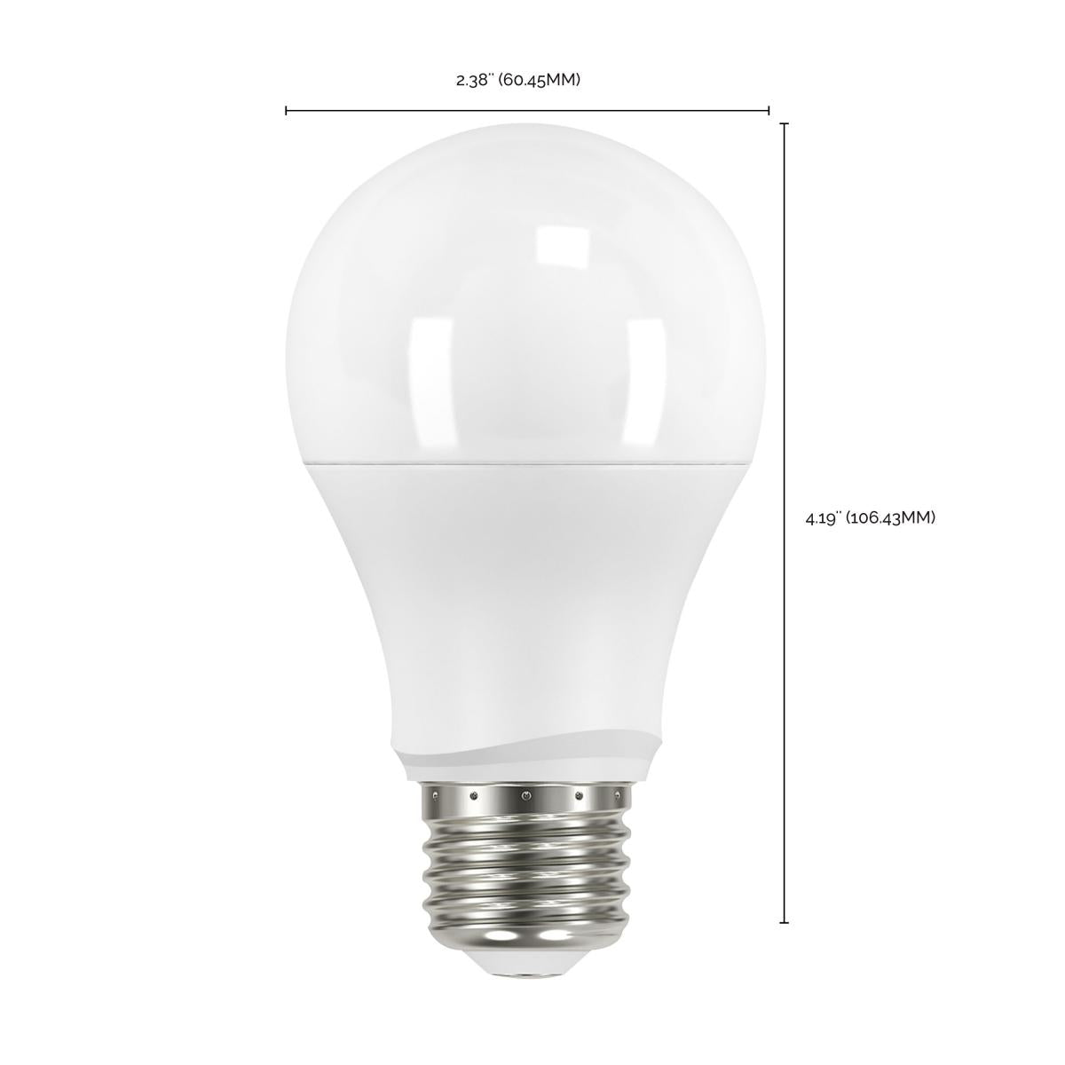 Dusk to Dawn A19 LED Bulb, 9W, 800lm, 5000K, E26 Medium Base, Frosted Finish, With Photocell