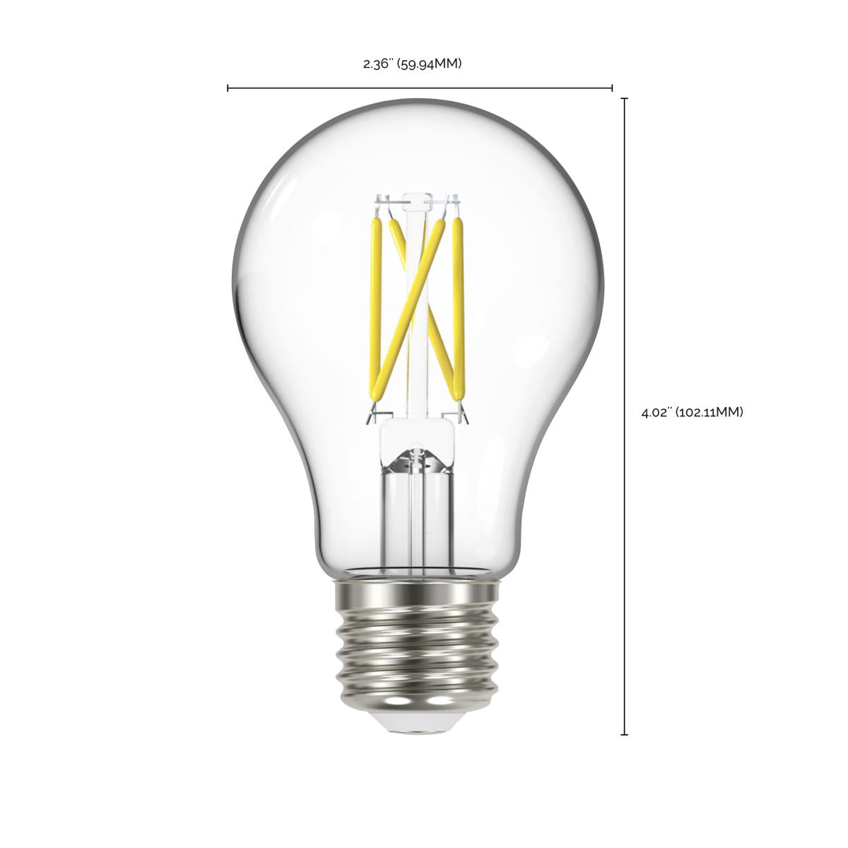 Dusk to Dawn A19 LED Filament Bulb, 7W, 800lm, 2700K, E26 Medium Base, Clear Finish, With Photocell