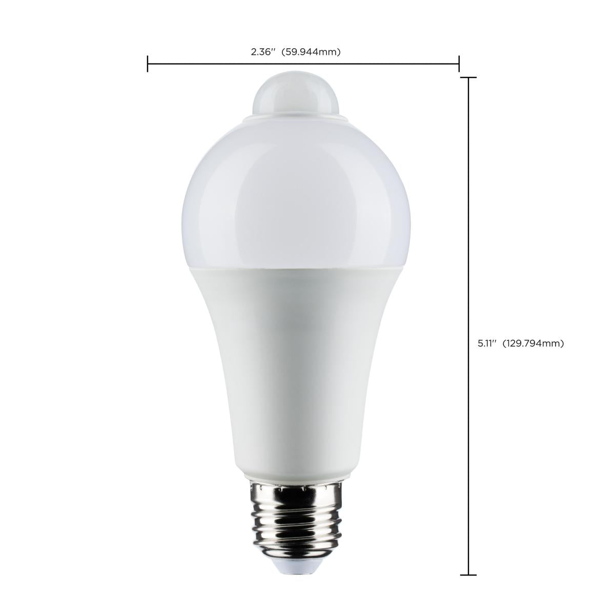 A19 LED Bulb with PIR Sensor, 12 Watts, 1050 Lumens, 3000K, E26 Medium Base, Frosted Finish