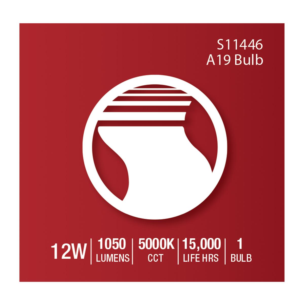 A19 LED Bulb with PIR Sensor, 12 Watts, 1050 Lumens, 5000K, E26 Medium Base, Frosted Finish