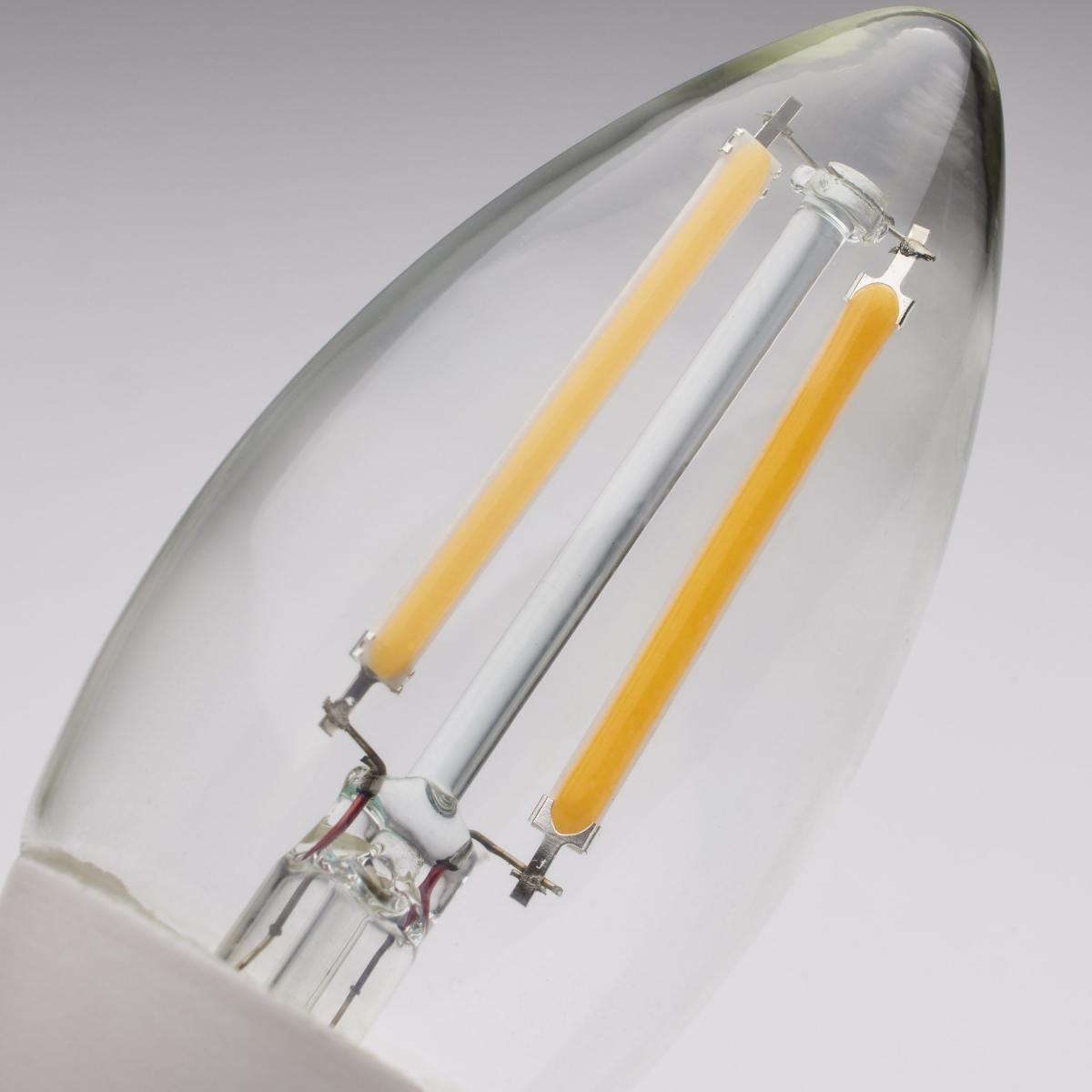 B11 Candle Filament LED Bulb, Dusk To Dawn, 5W, 500lm, 2700K, E12 Candelabra Base, With Photocell - Bees Lighting