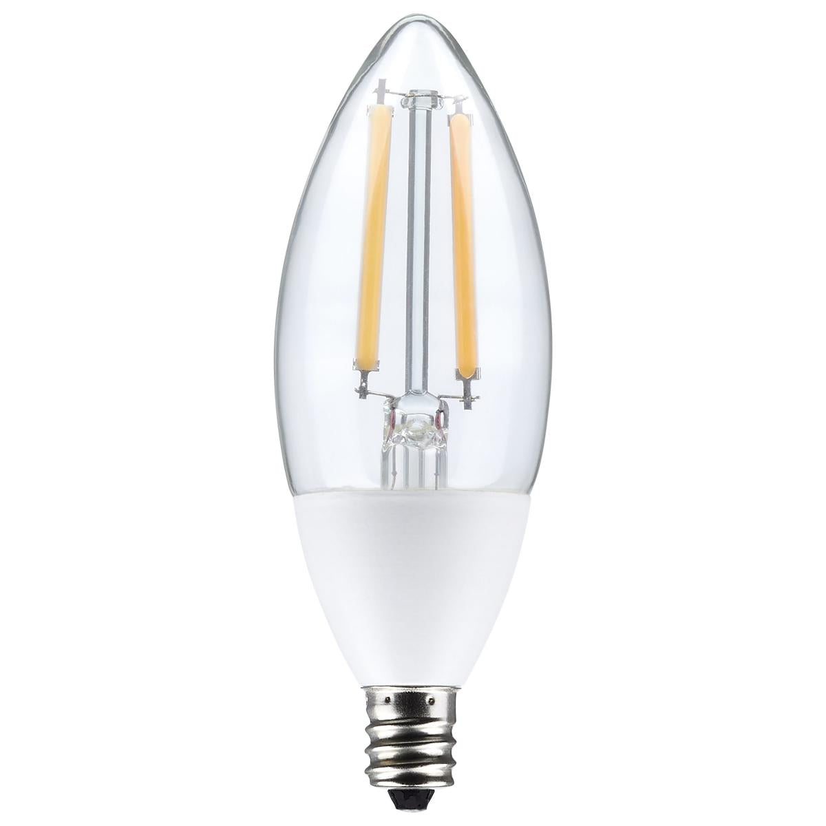 Dusk To Dawn B11 Candle Filament LED Bulb, 5W, 500lm, 5000K, E12 Candelabra Base, With Photocell