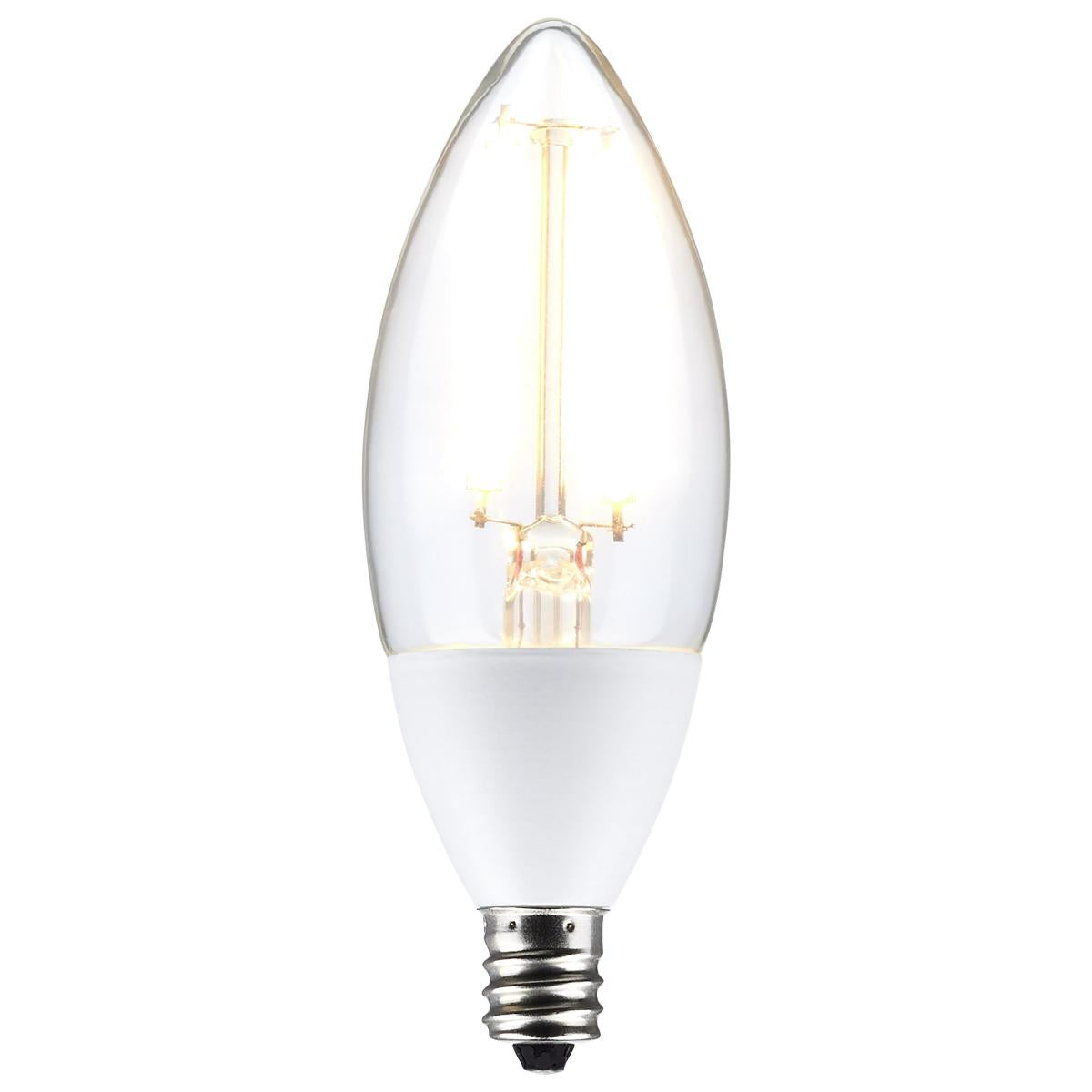 Dusk To Dawn B11 Candle Filament LED Bulb, 5W, 500lm, 5000K, E12 Candelabra Base, With Photocell