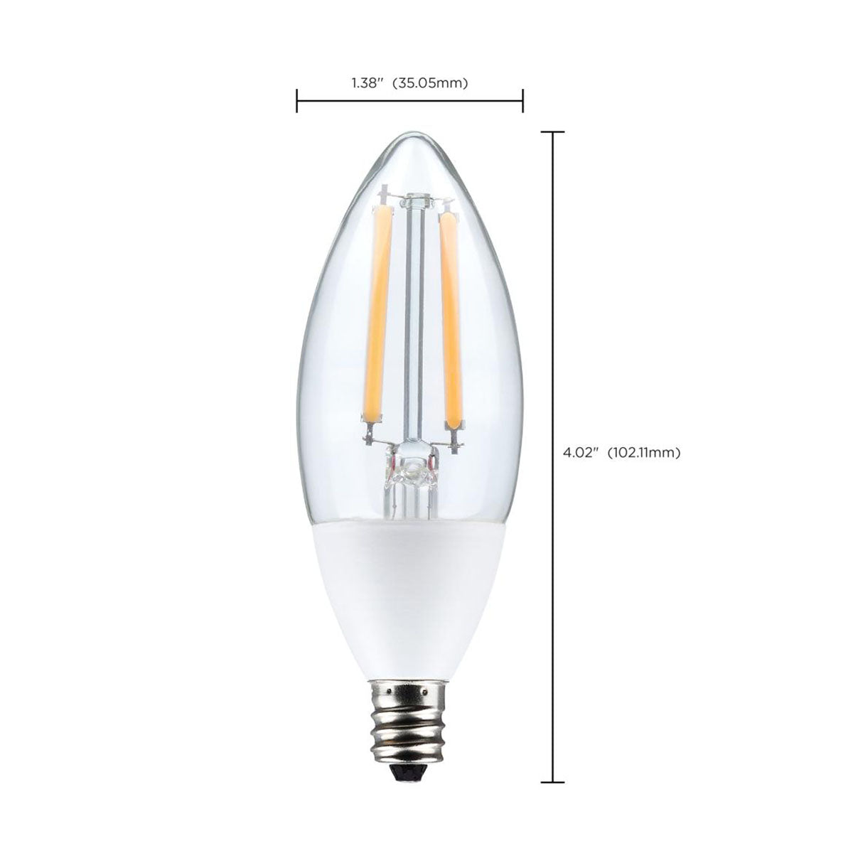 Dusk To Dawn B11 Candle Filament LED Bulb, 5W, 500lm, 5000K, E12 Candelabra Base, With Photocell