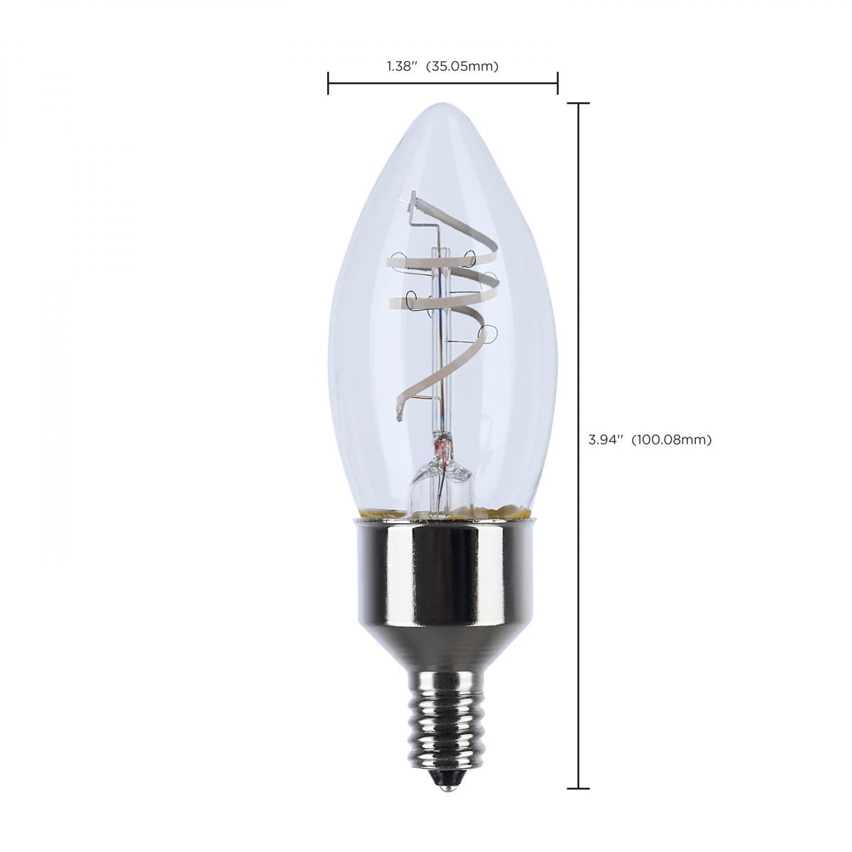 Reminiscent Gray Coil Filament B11 LED Bulb, 4 Watts, 350 Lumens, 2700K, E12 Candelabra Base