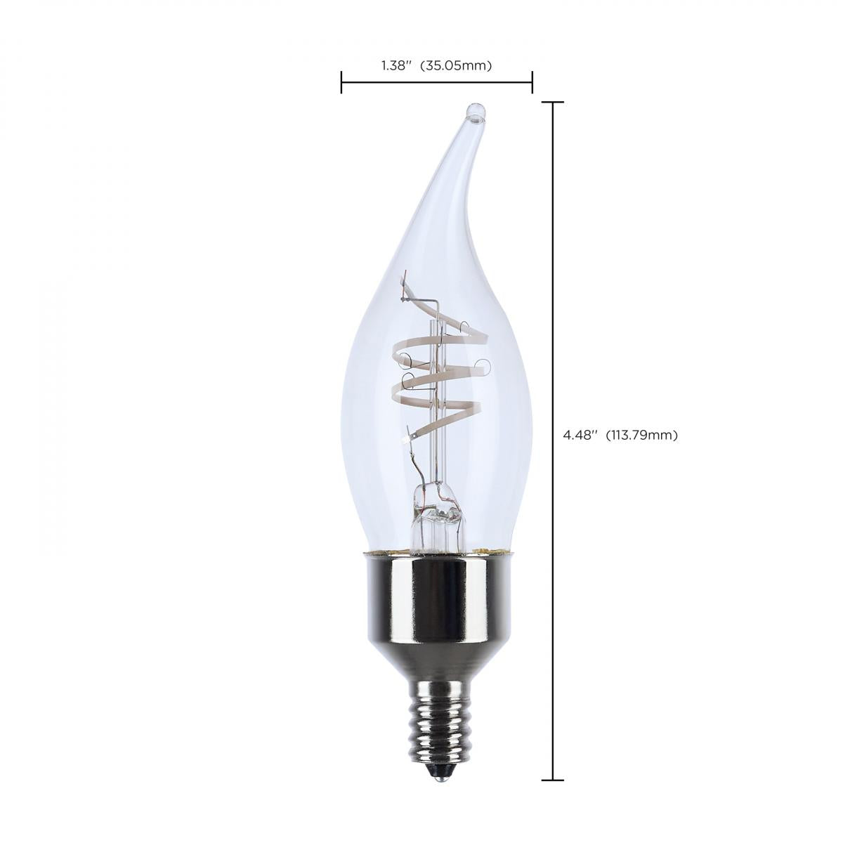 Reminiscent Gray Coil Filament CA11 LED Bulb, 4 Watts, 350 Lumens, 2700K, E12 Candelabra Base