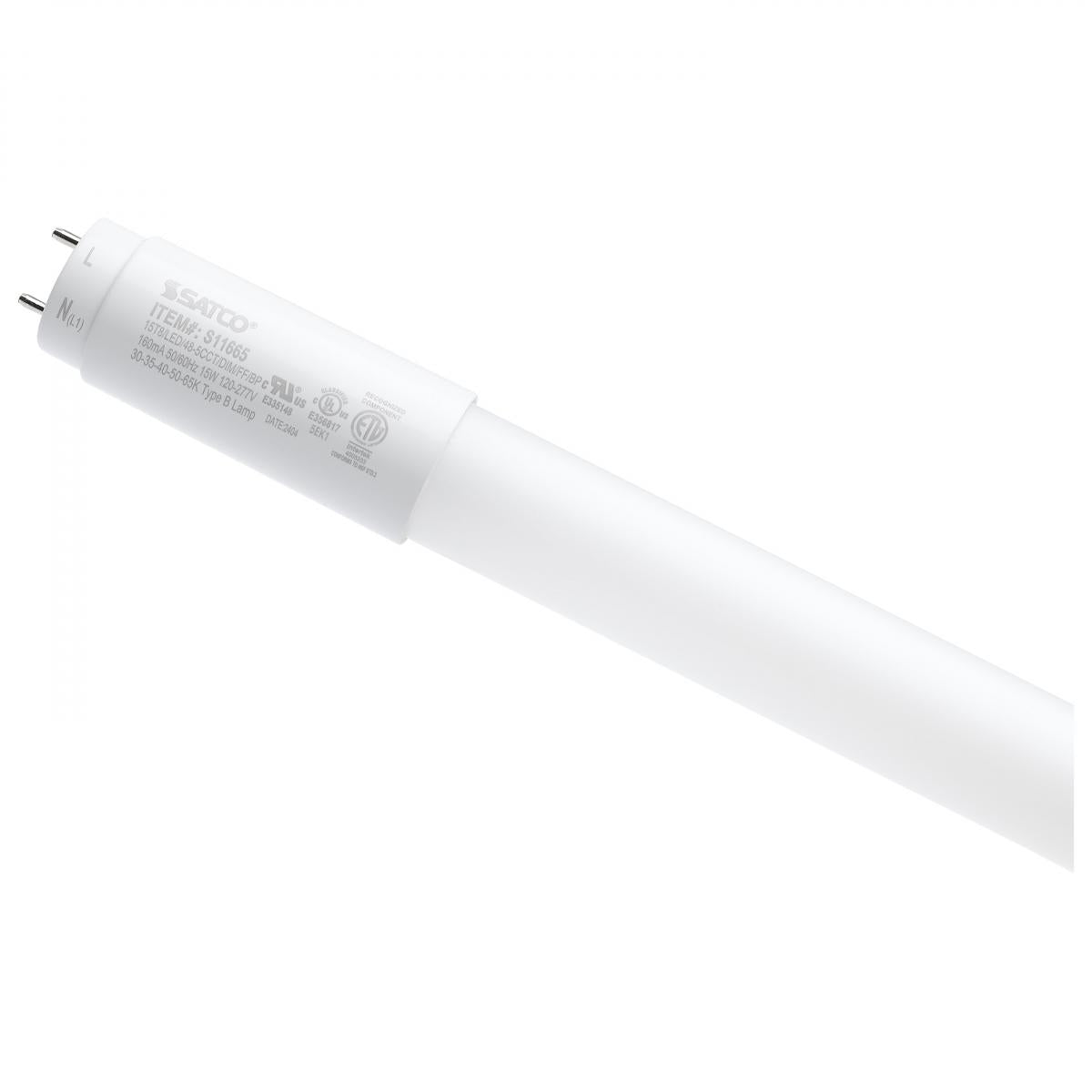 4ft Flicker Free LED T8 Tube, 15 Watts, 2200lm, 3000K to 6500K, Ballast Bypass, Single|Dual End