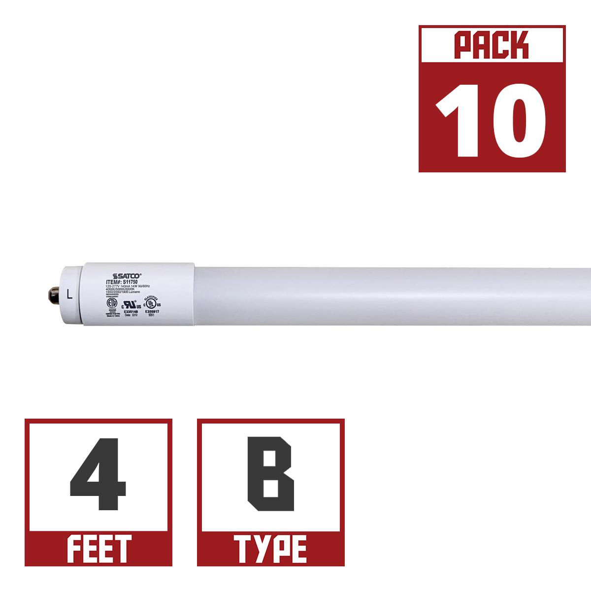 Satco|Nuvo 4ft T8 LED Bulb, 40K|50K|65K, Ballast Bypass, Single|Dual End - Bees Lighting