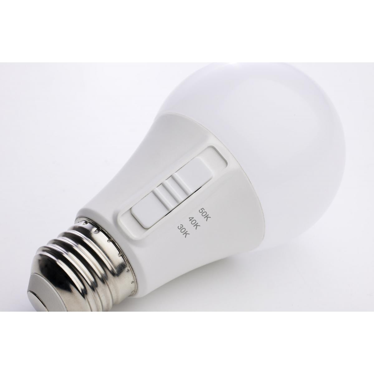 A19 LED Bulb, 6 Watts, 470 Lumens, Selectable 30K|40K|50K, 40W Equal, E26 Medium Base