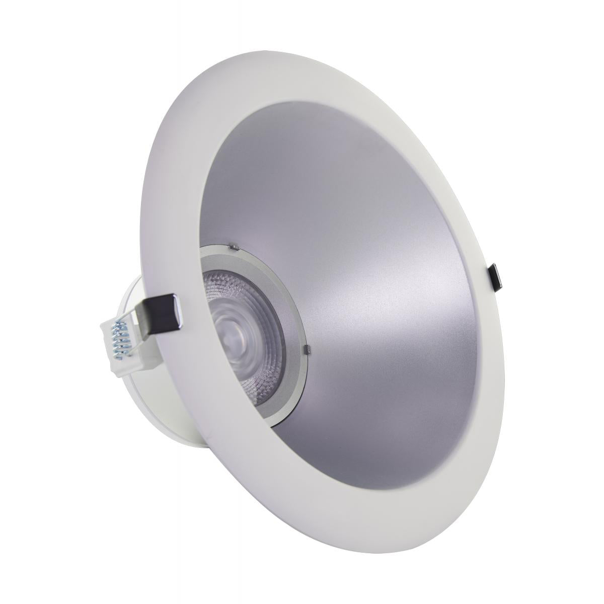 8 Inch Commercial LED Downlight, 1600|2000|2450 Lumens, Selectable 2700K to 5000K, Silver, 120-277V