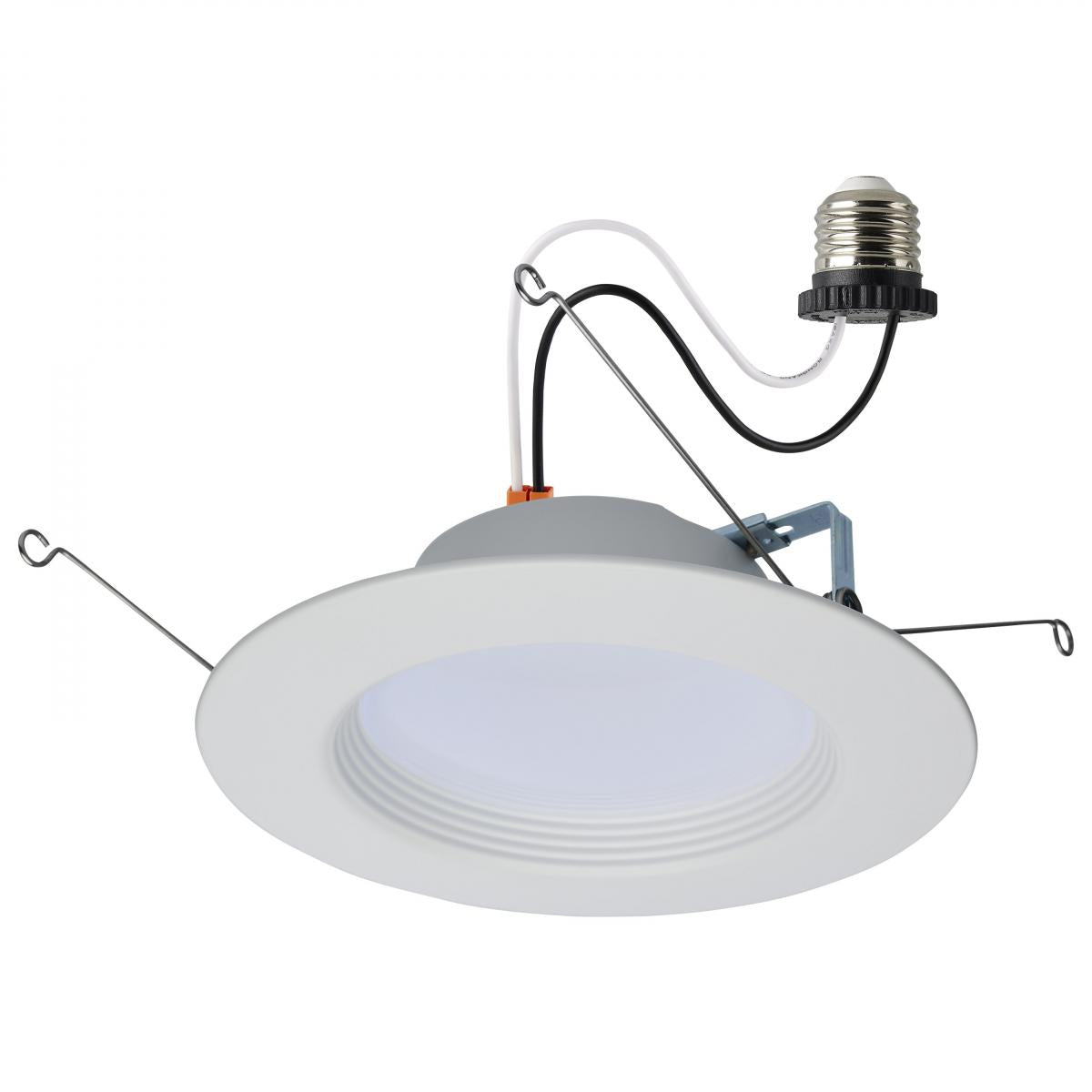 5/6 inch Round Retrofit LED Downlight, 14 Watts, 1200 Lumens, Selectable CCT, White Baffle Trim