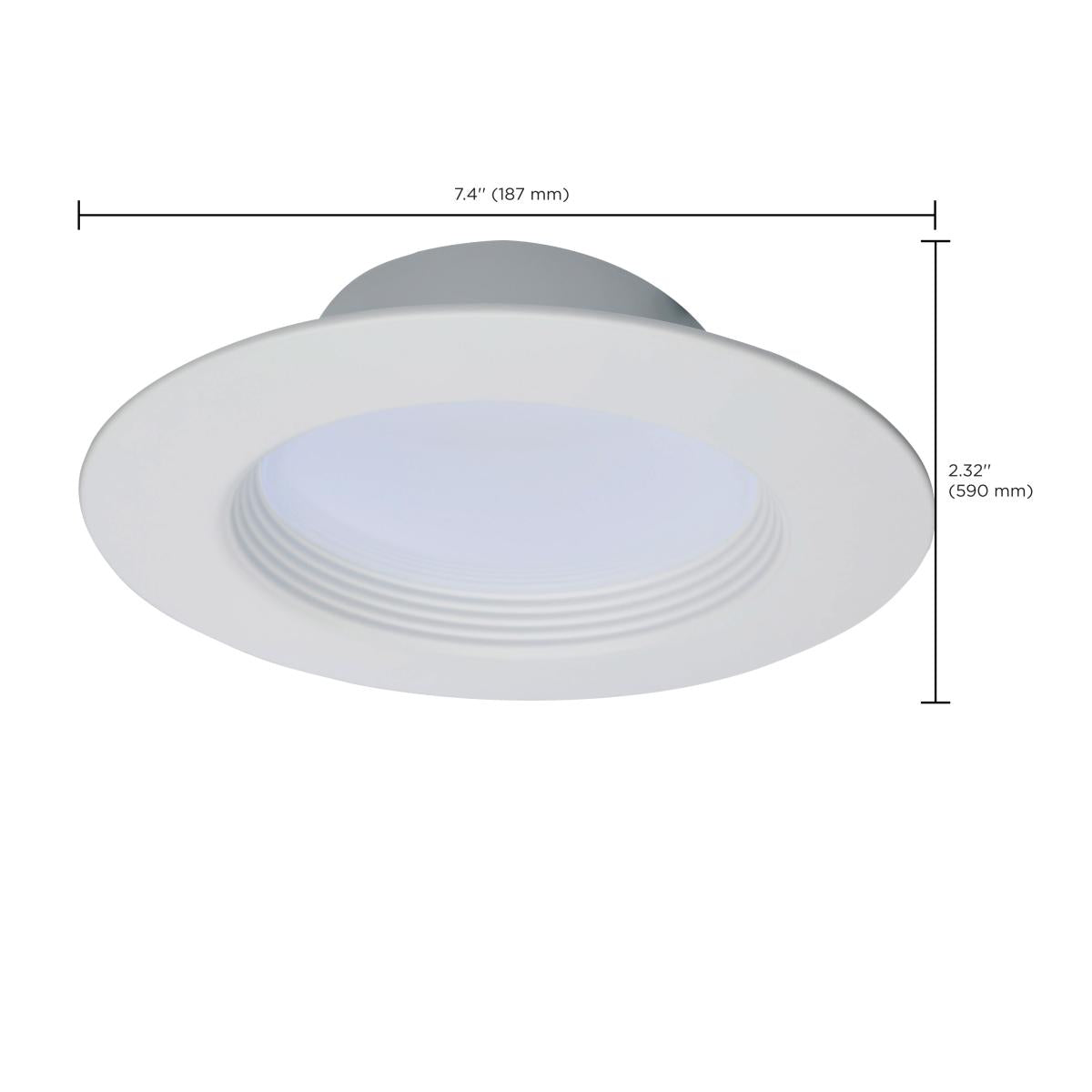 5/6 inch Round Retrofit LED Downlight, 14 Watts, 1200 Lumens, Selectable CCT, White Baffle Trim