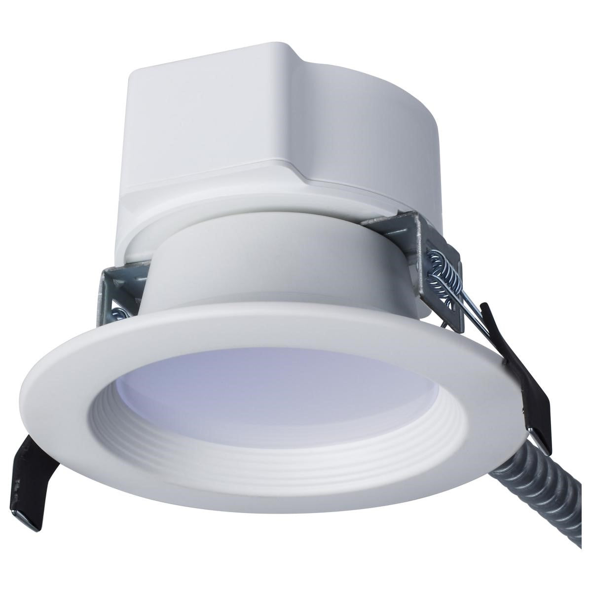 4 Inch Commercial LED Downlight, 12 Watts, 1200 Lumens, Selectable 2700K to 5000K, Baffle Trim, 120-277V