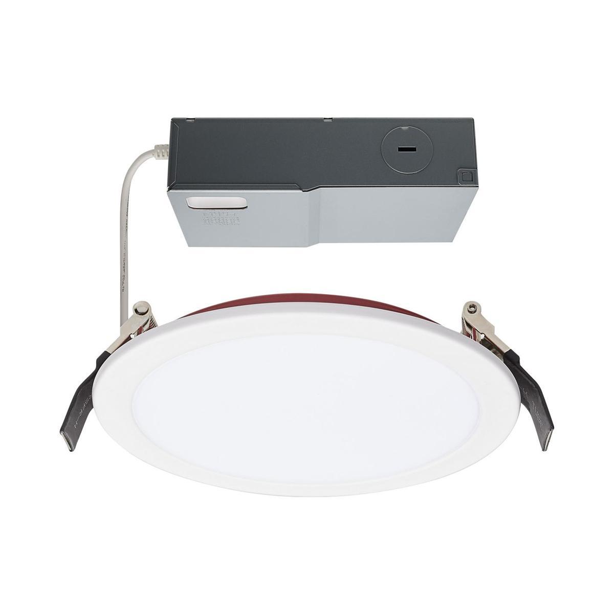 Fire Rated 6 Inch Canless LED Recessed Light, 1050 Lumens, Selectable CCT, Flat Trim, 120-277V - Bees Lighting