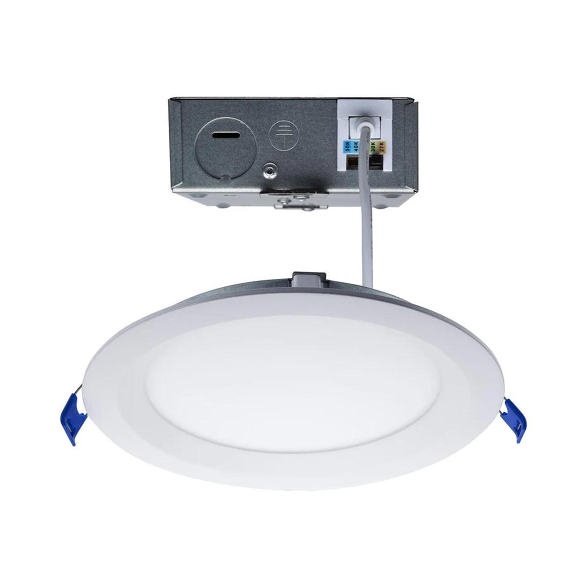 Slim Fit 6 Inch Round Canless LED Recessed Light, 1100 Lm, 27K|30K|35K|40K|50K, White Finish - Bees Lighting