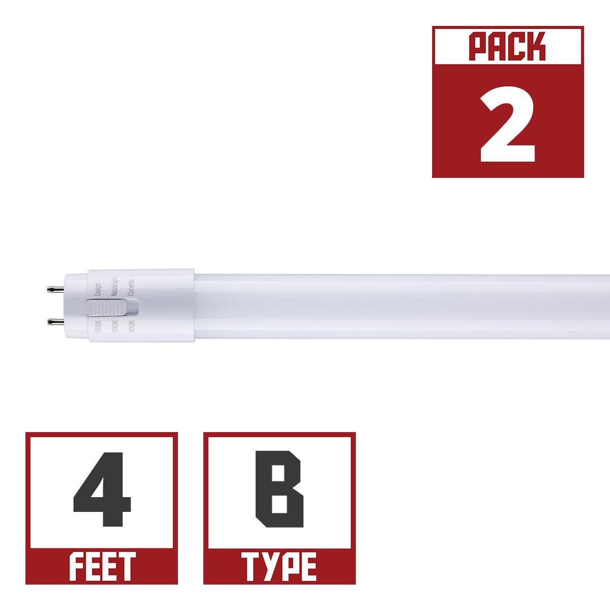 4ft LED T8 Tube, 12.5 Watt, 1800 Lumens, Selectable CCT 40K/50K/65K, F32T8 Replacement, Ballast Bypass, Single/Dual End, Case Of 2 - Bees Lighting