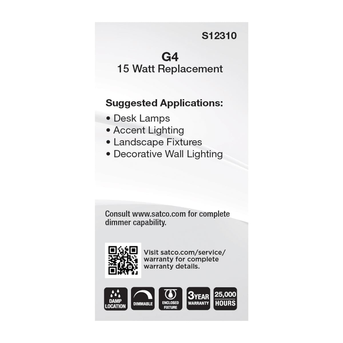 T4 Mini LED Bulb, 2 Watts, 170 Lumens, 3000K, G4 Base, Clear Finish, 12V