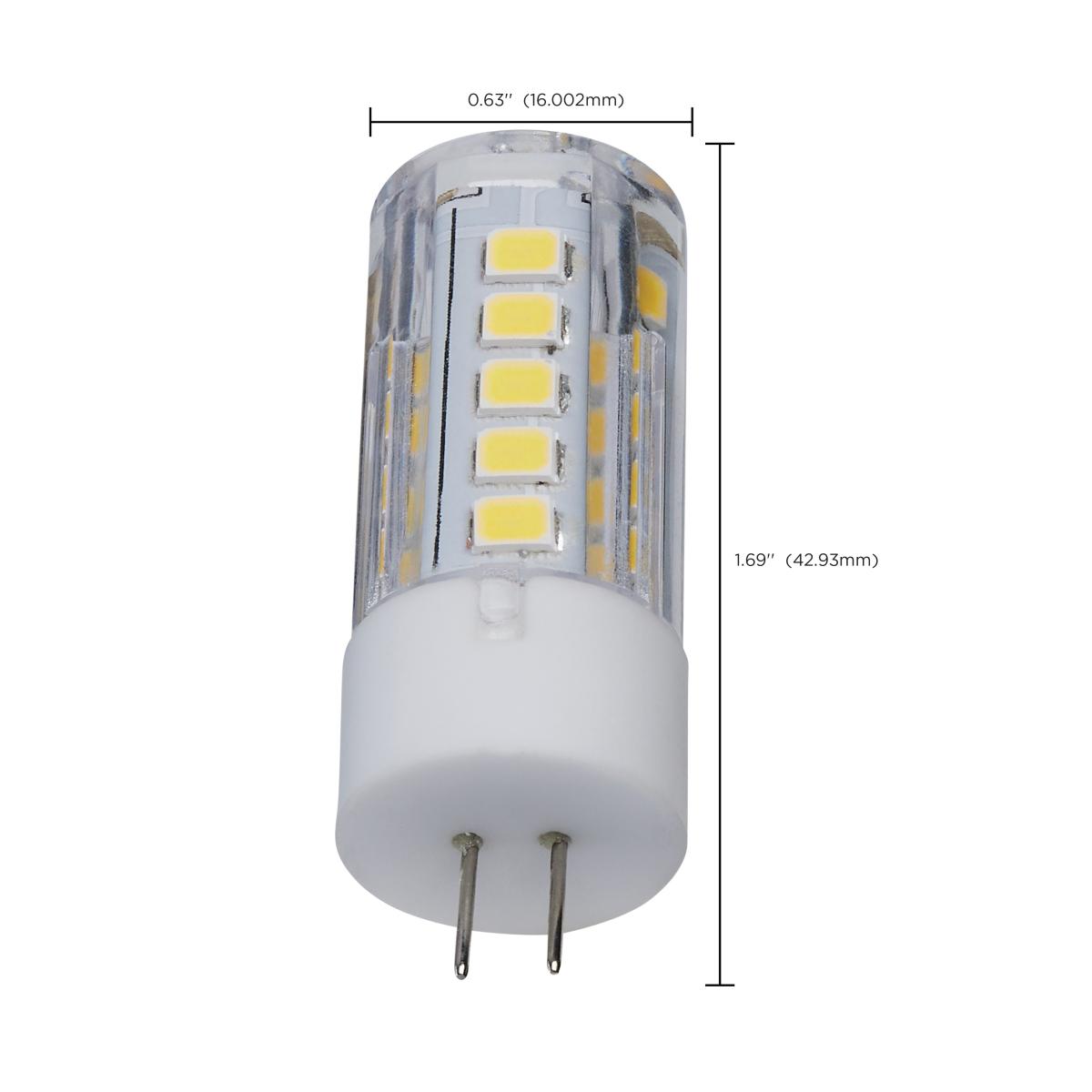 T5 Mini LED Bulb, 3 Watts, 330 Lumens, 5000K, G4 Base, Clear Finish, 12V