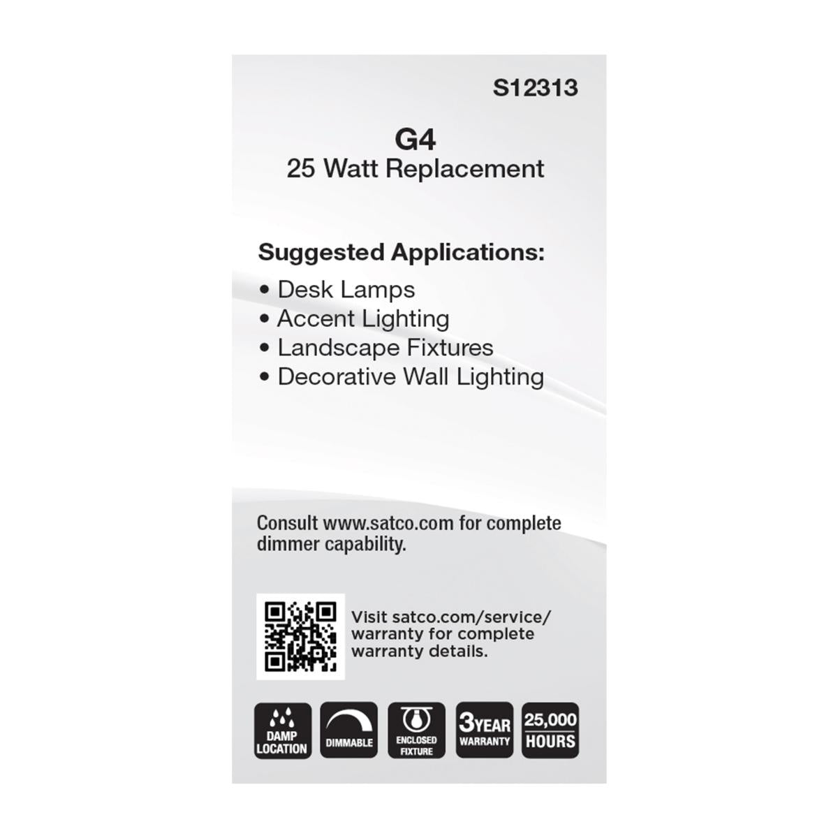 T5 Mini LED Bulb, 3 Watts, 300 Lumens, 3000K, G4 Base, Frosted Finish, 12V