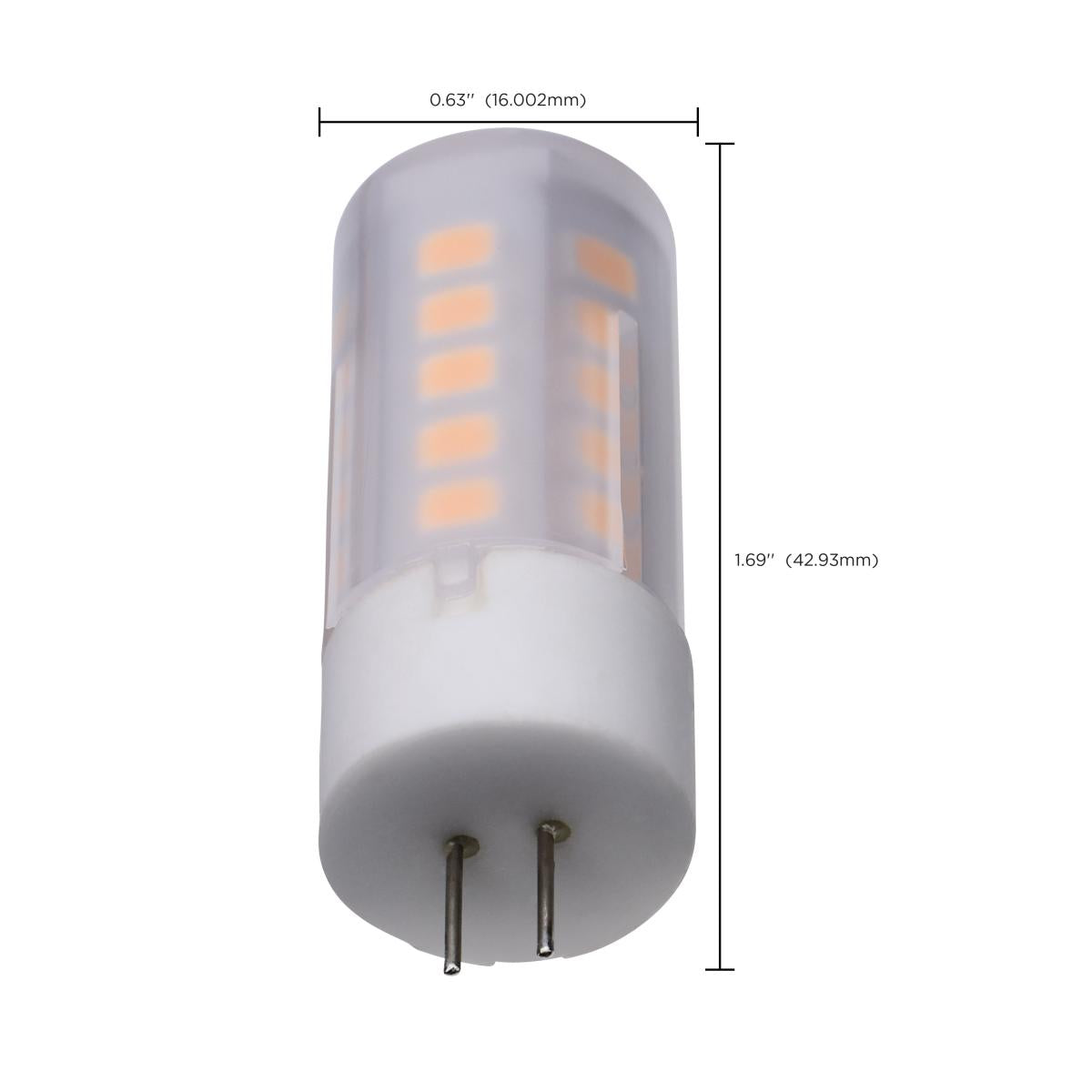 T5 Mini LED Bulb, 3 Watts, 300 Lumens, 3000K, G4 Base, Frosted Finish, 12V