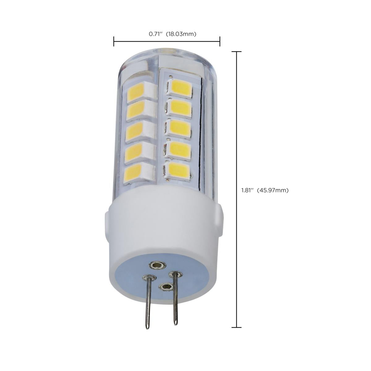 T6 Mini LED Bulb, 4.5 Watts, 430 Lumens, 5000K, G4 Base, Clear Finish, 12V