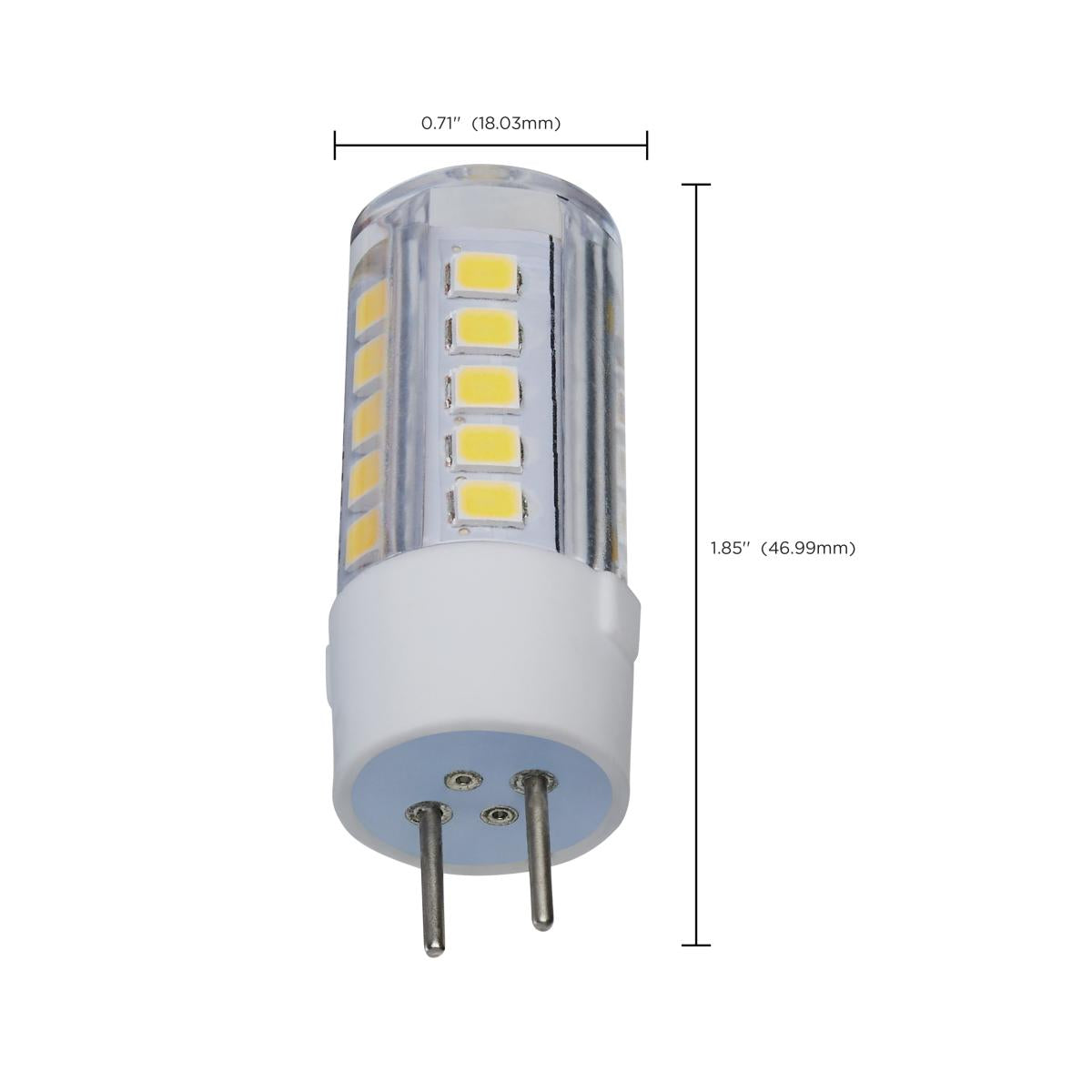 T6 Mini LED Bulb, 4.5 Watts, 430 Lumens, 5000K, GY6.35 Base, Clear Finish, 12V