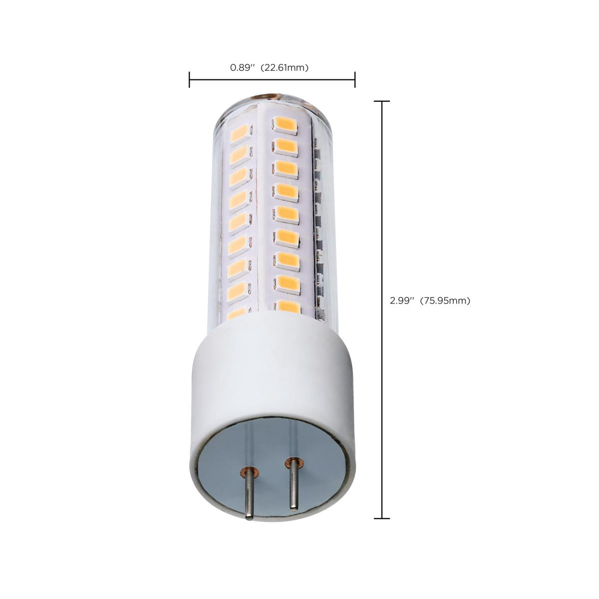 T6 Mini LED Bulb, 6.5 Watts, 650 Lumens, 3000K, GY6.35 Base, Clear Finish, 12V