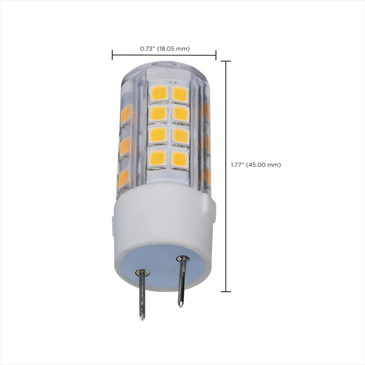 T6 Mini LED Bulb, 4.5 Watts, 430 Lumens, 3000K, G8 Base, Clear Finish, 120V