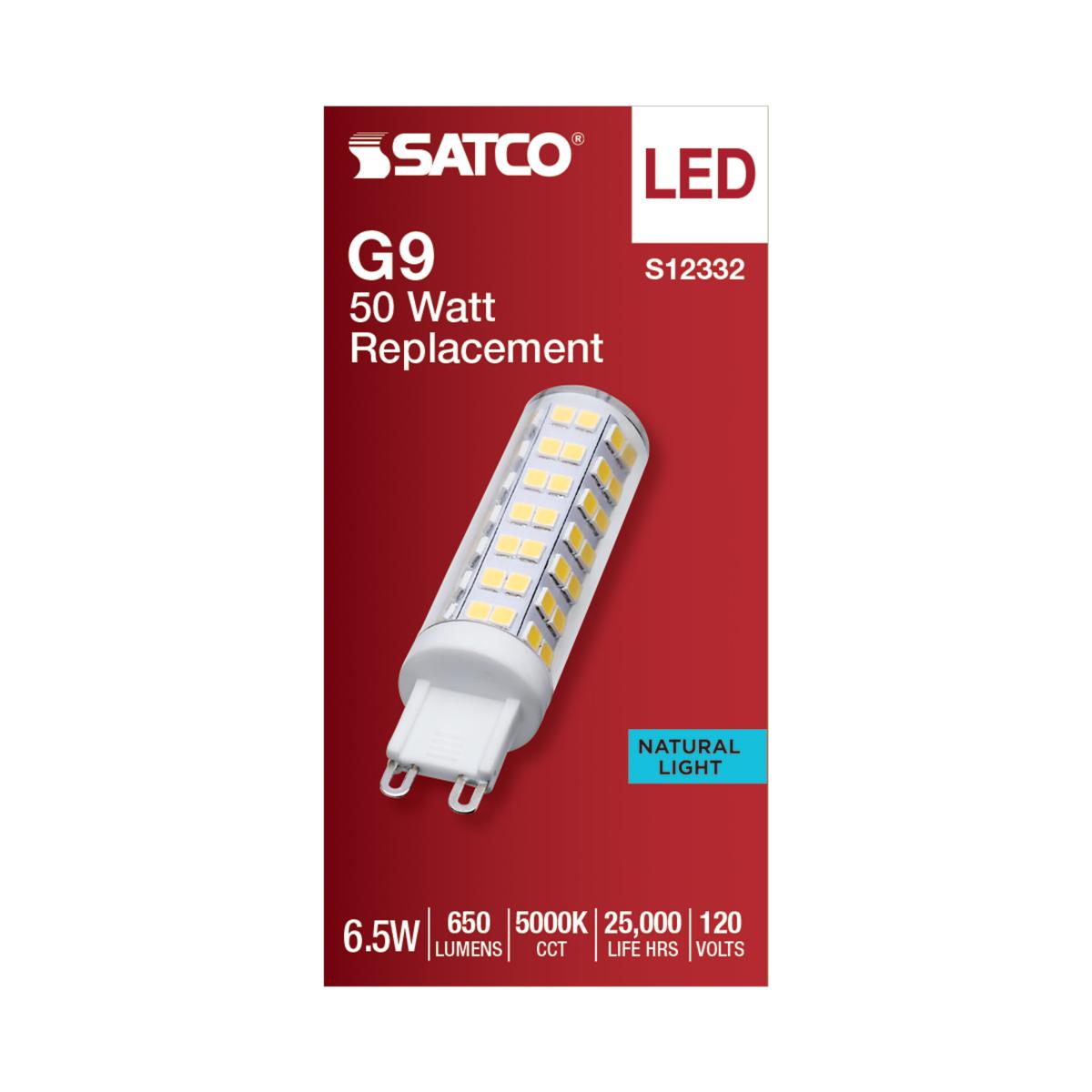 T6 Mini LED Bulb, 6.5 Watts, 650 Lumens, 5000K, G9 Base, Clear Finish, 120V