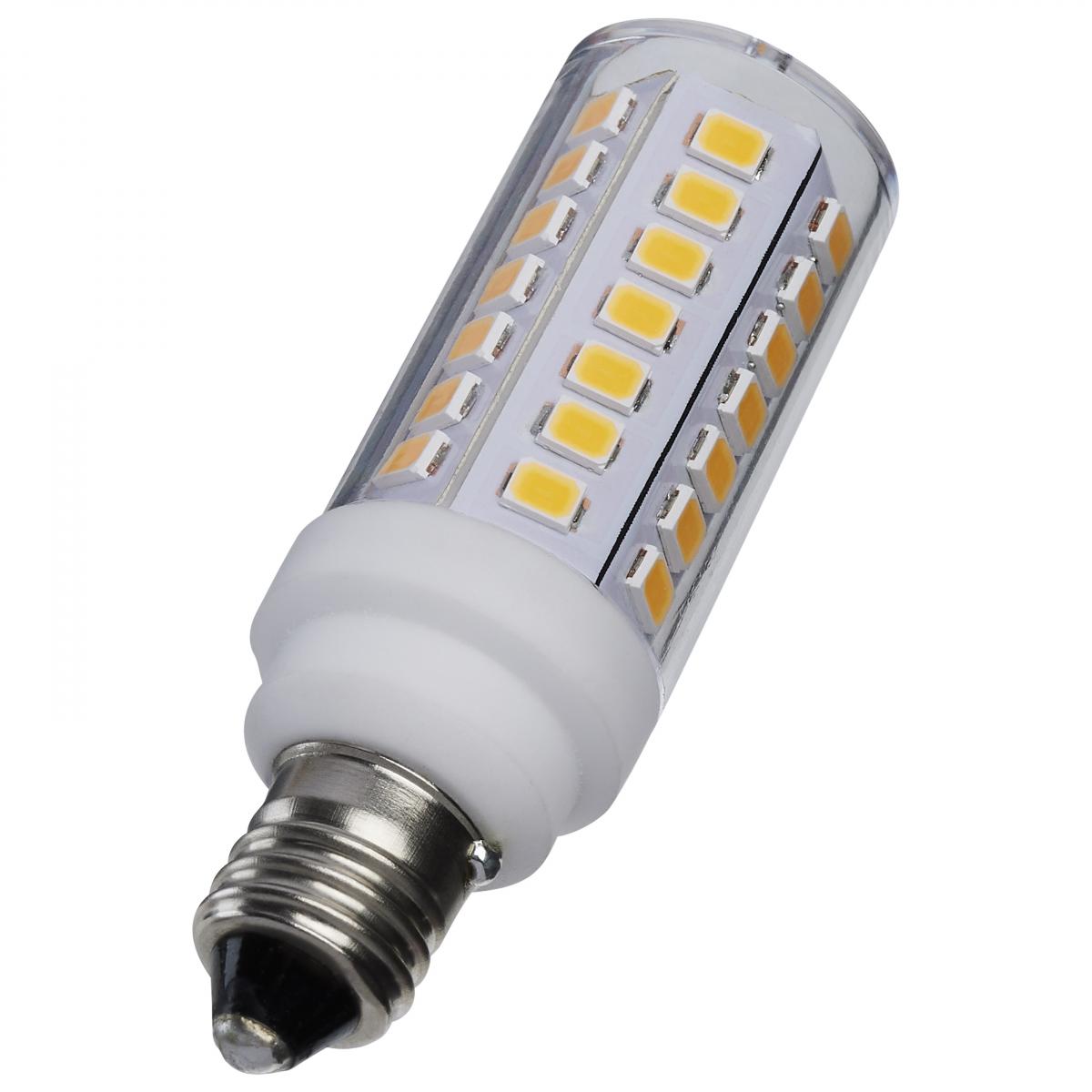 T6 Mini LED Bulb, 5 Watts, 550 Lumens, 3000K, E11 Mini-Candelabra Base, Clear Finish, 120V