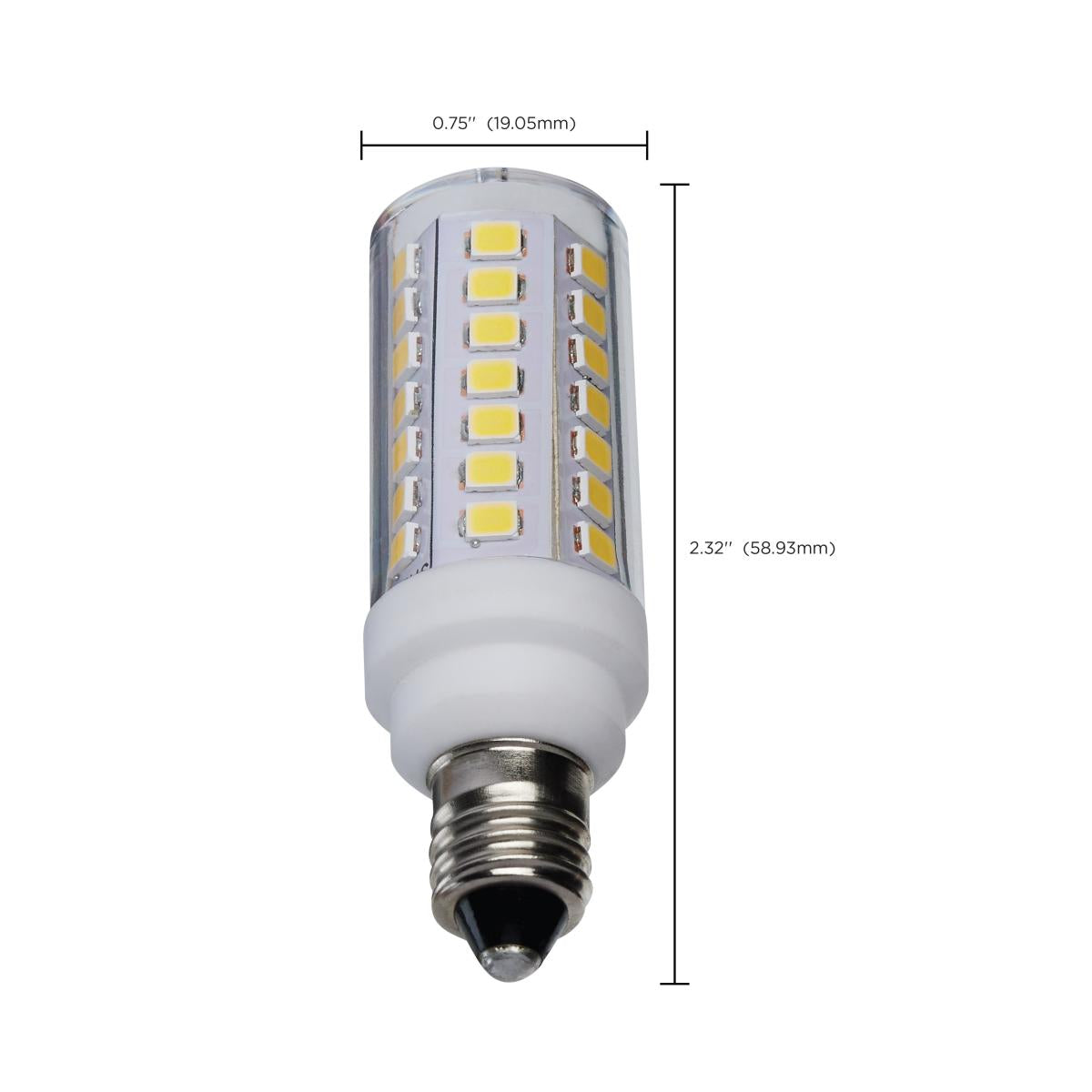 T6 Mini LED Bulb, 5 Watts, 550 Lumens, 5000K, E11 Mini-Candelabra Base, Clear Finish, 120V