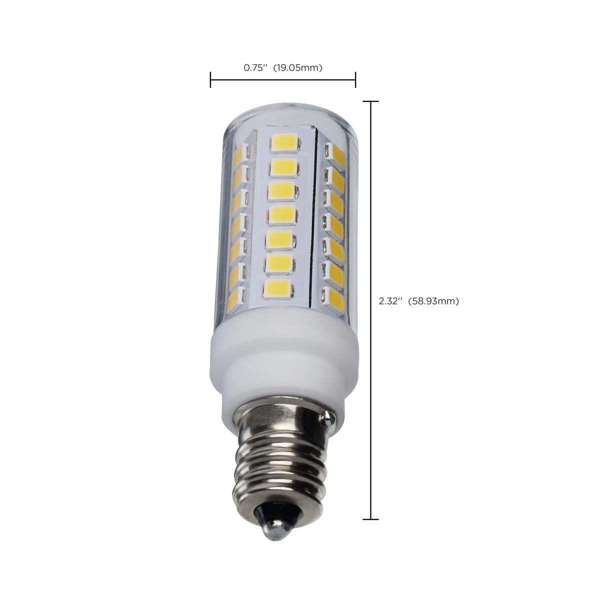 T6 Mini LED Bulb, 5 Watts, 550 Lumens, 5000K, E12 Candelabra Base, Clear Finish, 120V