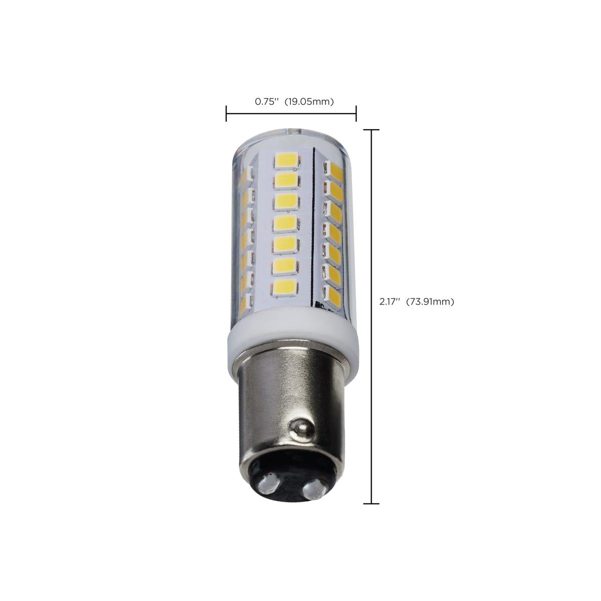 T6 Mini LED Bulb, 5 Watts, 550 Lumens, 5000K, BA15d Double Bayonet Base, Clear Finish, 120V