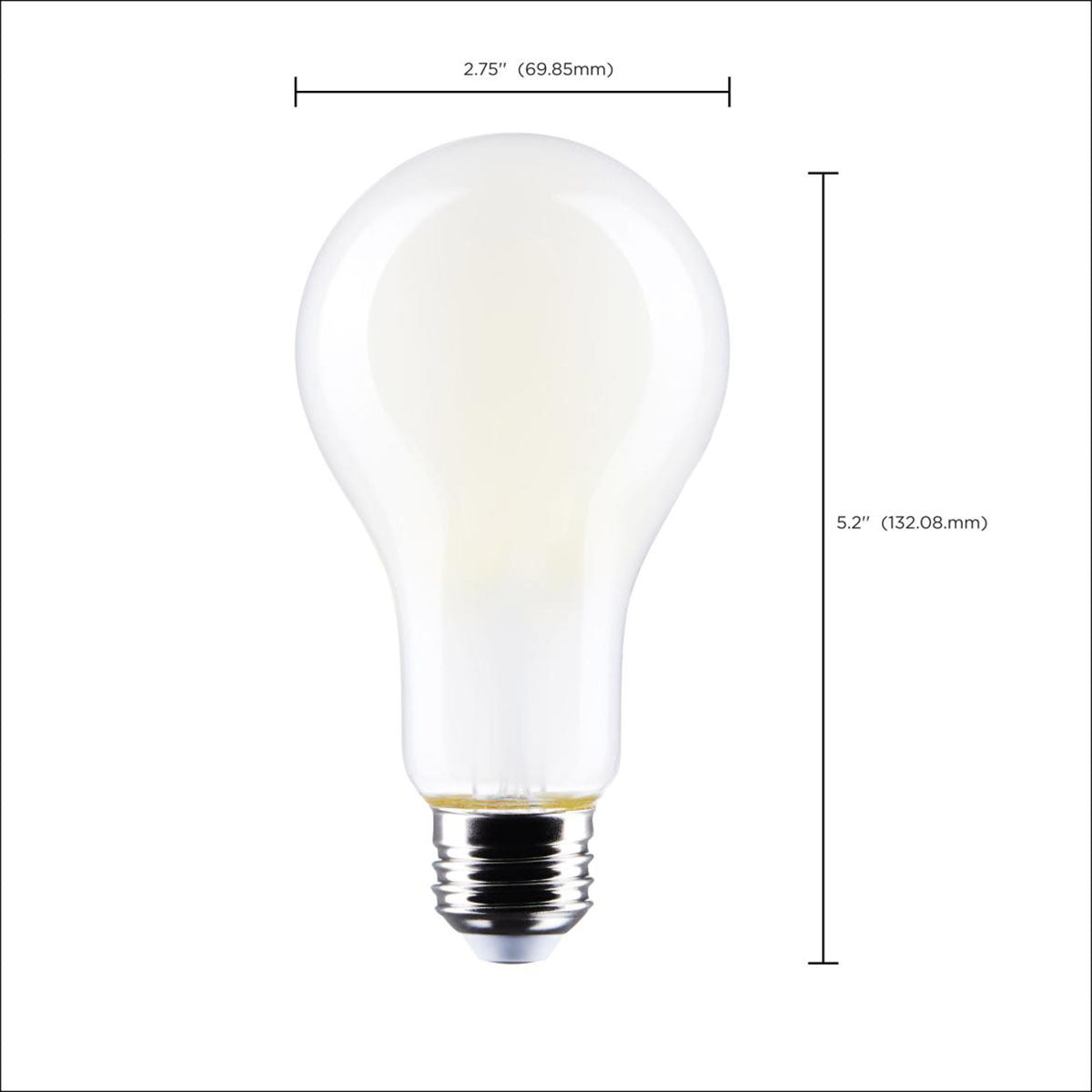 A21 High Lumen LED Lamp, 17 Watts, 2000 Lumens, 3000K, 125W Equal, E26 Base, Frosted