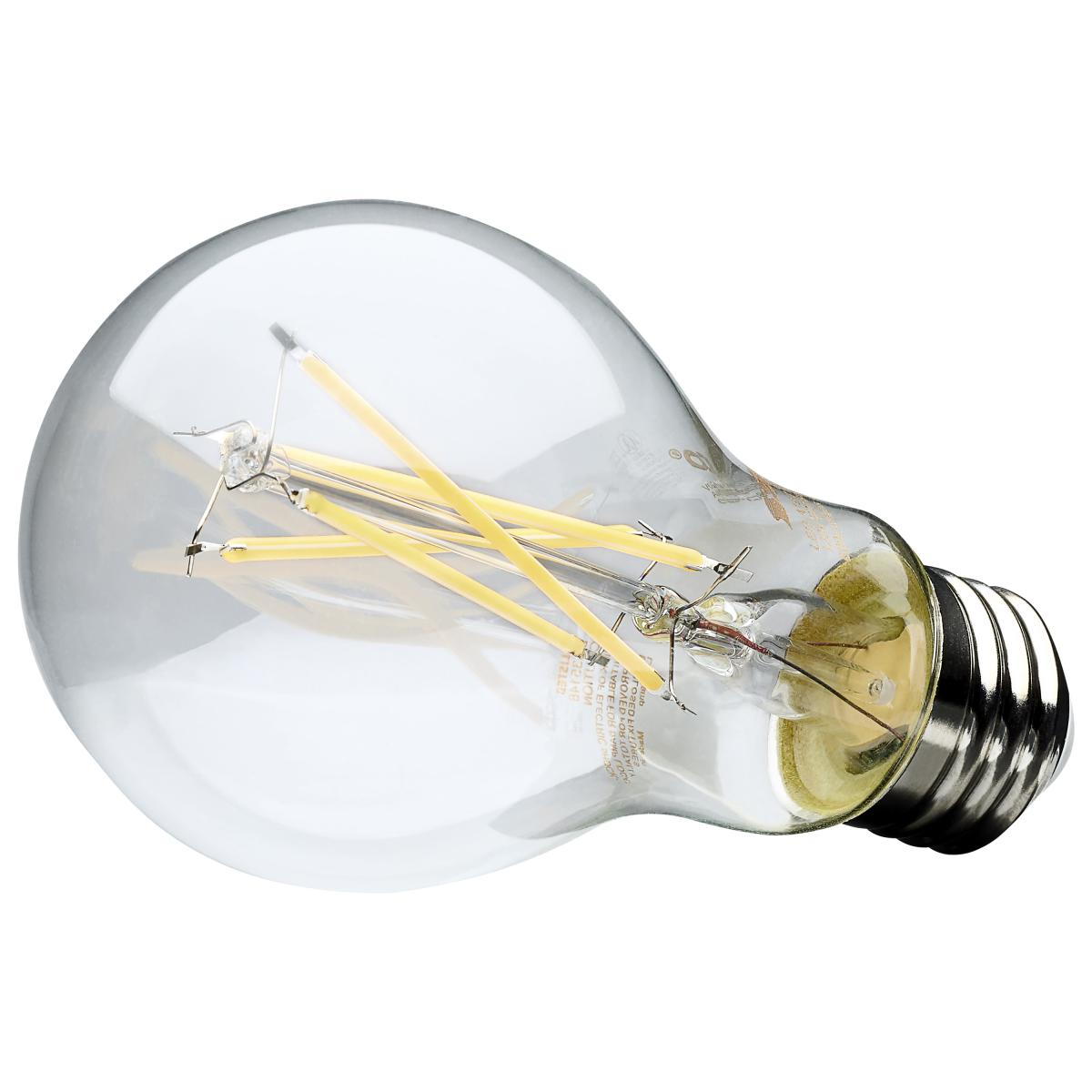 A19 LED Filament Bulb, 60W Equal, 8 Watts, 800 Lumens, 2700K, E26 Medium Base, Clear, Pack of 4