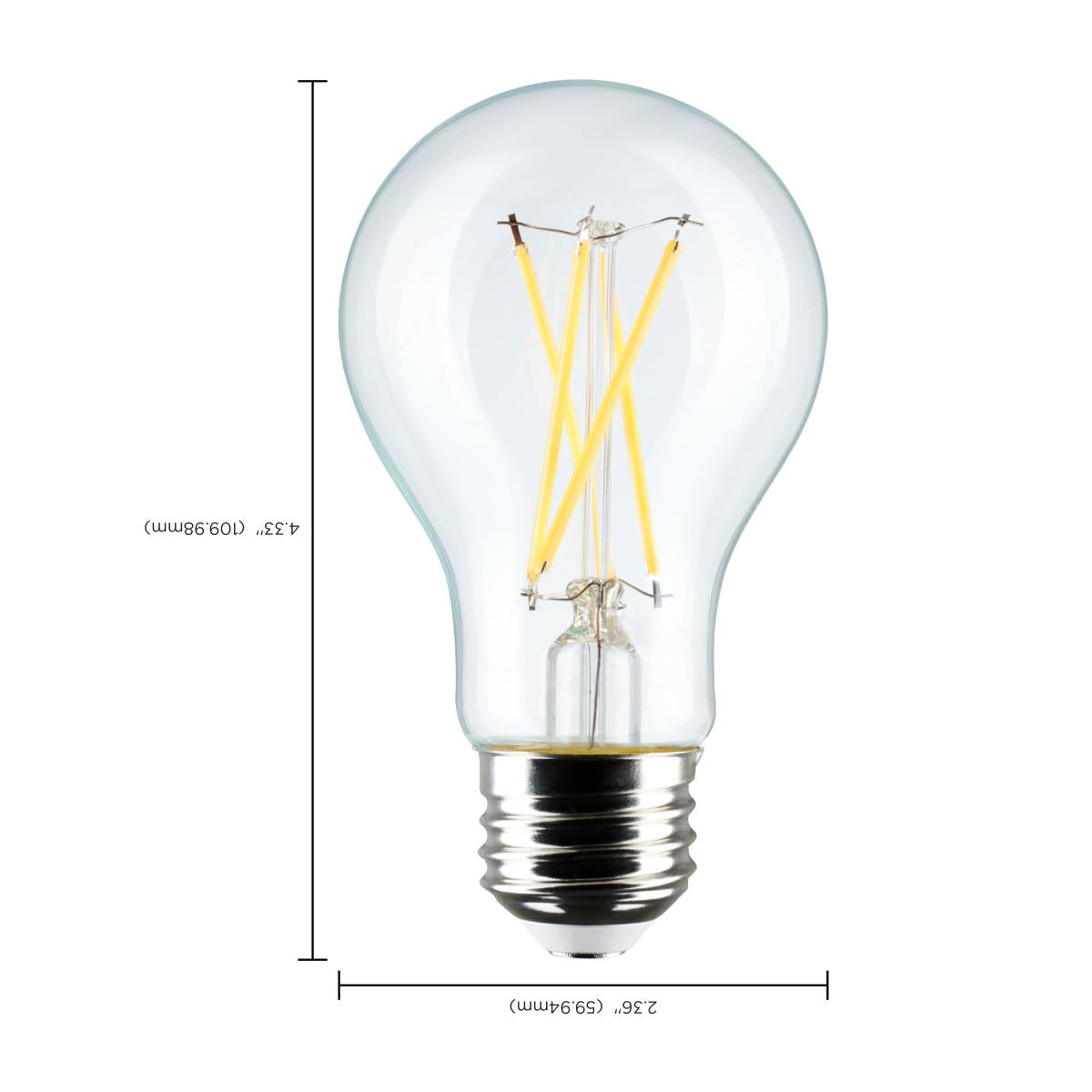 A19 LED Filament Bulb, 60W Equal, 8 Watts, 800 Lumens, 2700K, E26 Medium Base, Clear, Pack of 4