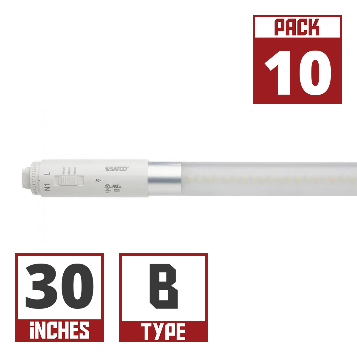 10 Pack - 30 Inch LED T8 Sign Tube, 11 Watts, 1600 Lumens, 40K|50K|65K, 360°