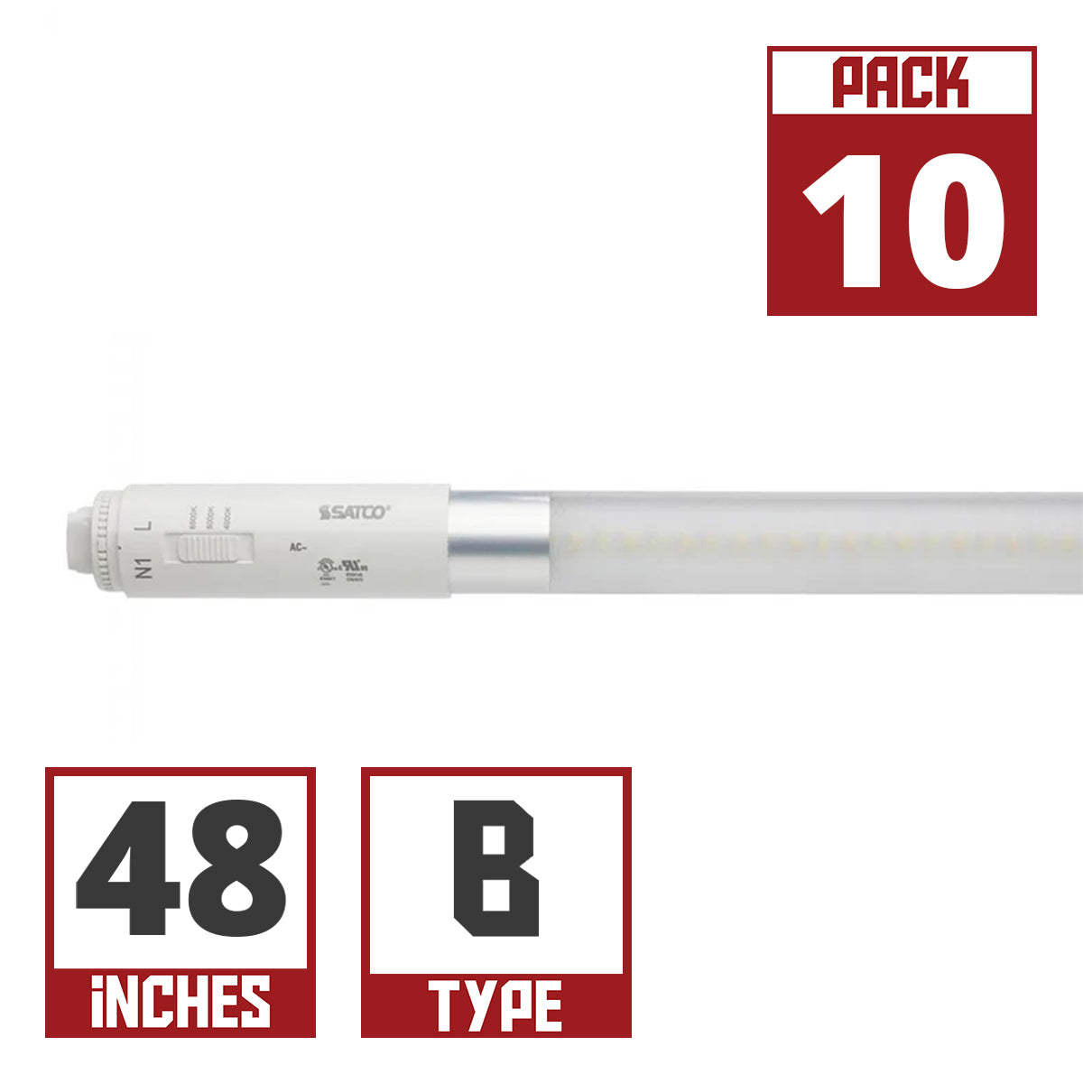 10 Pack - 48 Inch LED T8 Sign Tube, 18 Watts, 2600 Lumens, 40K|50K|65K, 360°