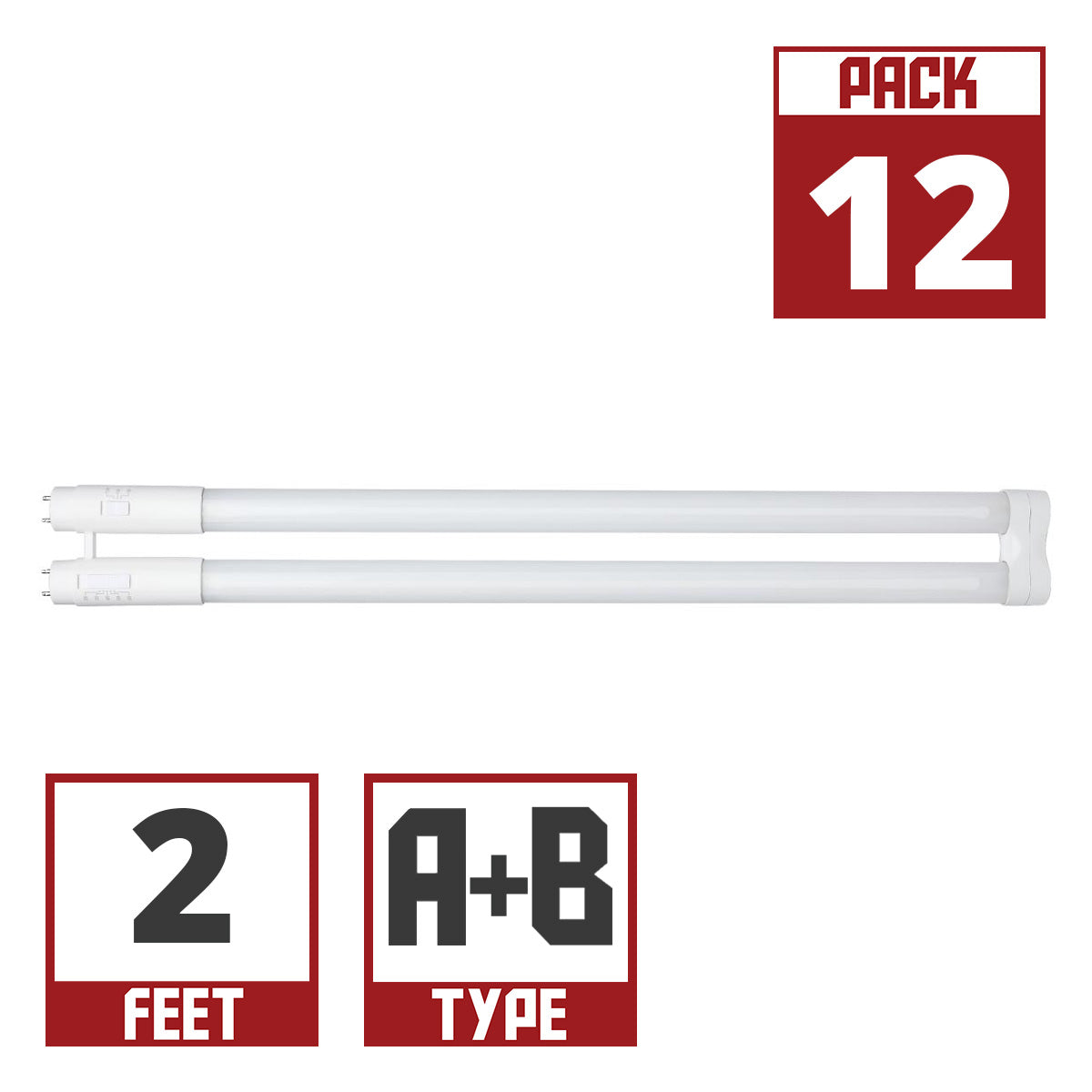 T8 U Bend LED Bulb U1, 12W|13W|15W, 2200lm, 3000K to 6500K, Type A+B, Single|Dual End