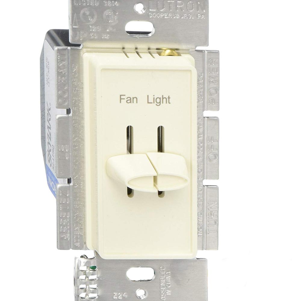 Skylark Dual Slide LED Dimmer and 3-Speed Fan Control, Single Pole, Light Almond - Bees Lighting