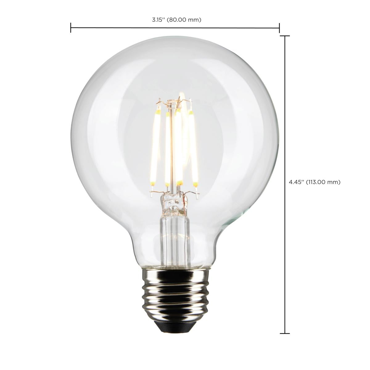 G25 LED Globe Bulb, 6 Watts, 500 Lumens, 60W Equal, 2700K, E26 Medium Base, Clear Finish