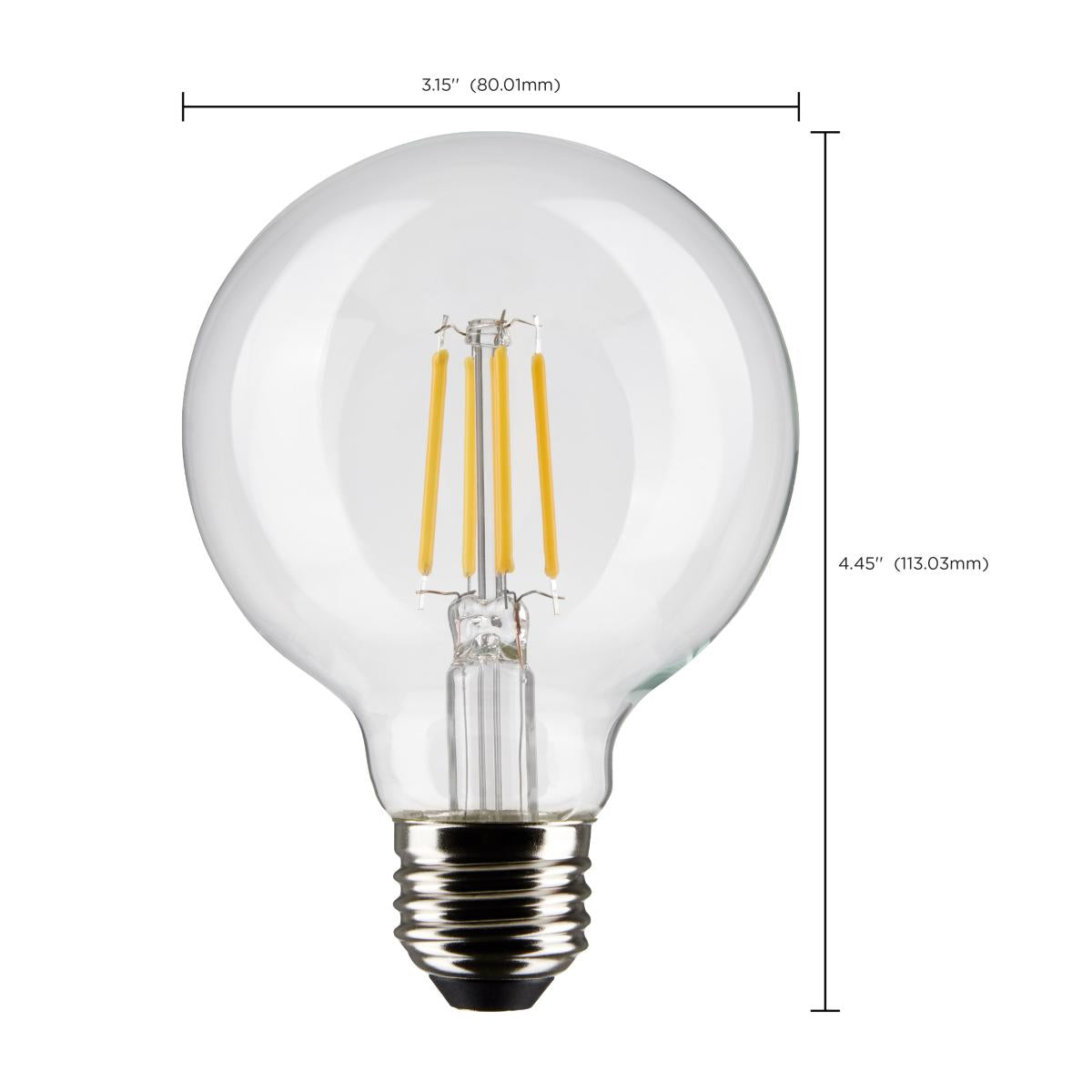 G25 Filament LED Globe Bulb, 6 Watts, 500 Lumens, 2700K, E26 Medium Base, Clear, Pack of 2